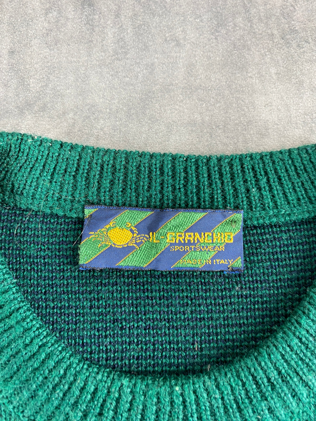 Maglione girocollo verde con stampa Il Cranchio vintage – Uomo Taglia L