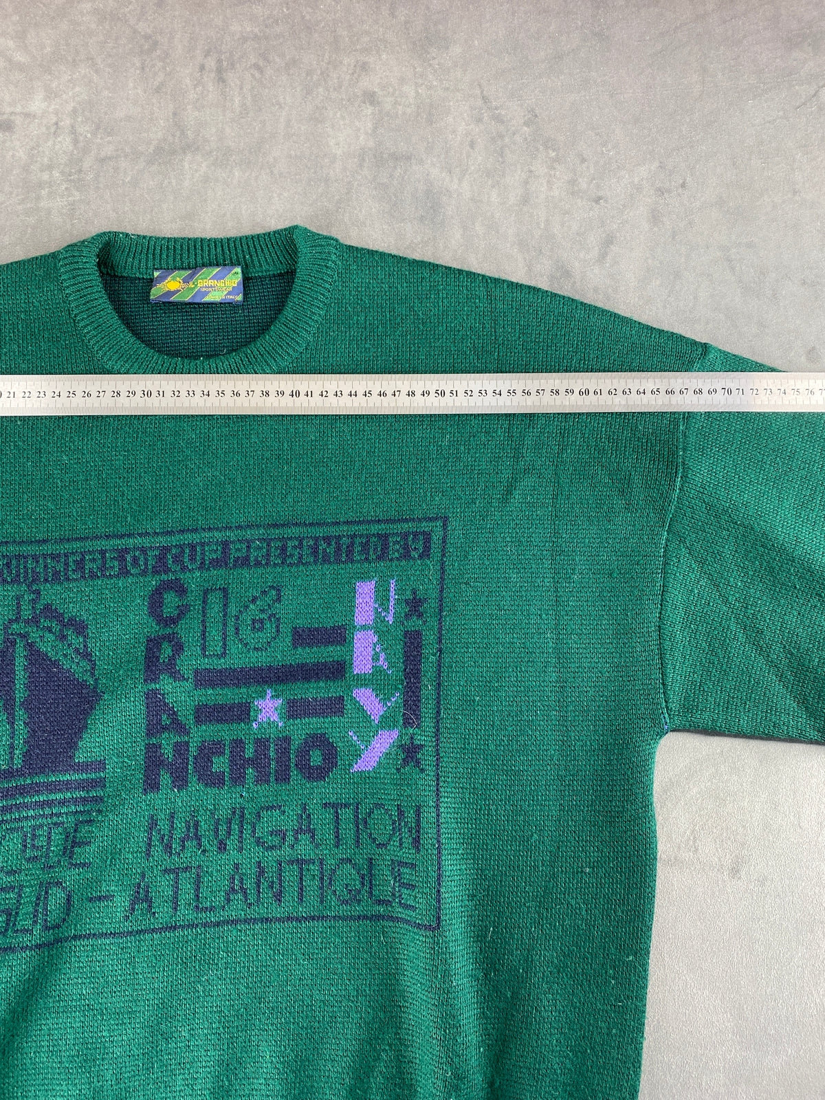 Maglione girocollo verde con stampa Il Cranchio vintage – Uomo Taglia L