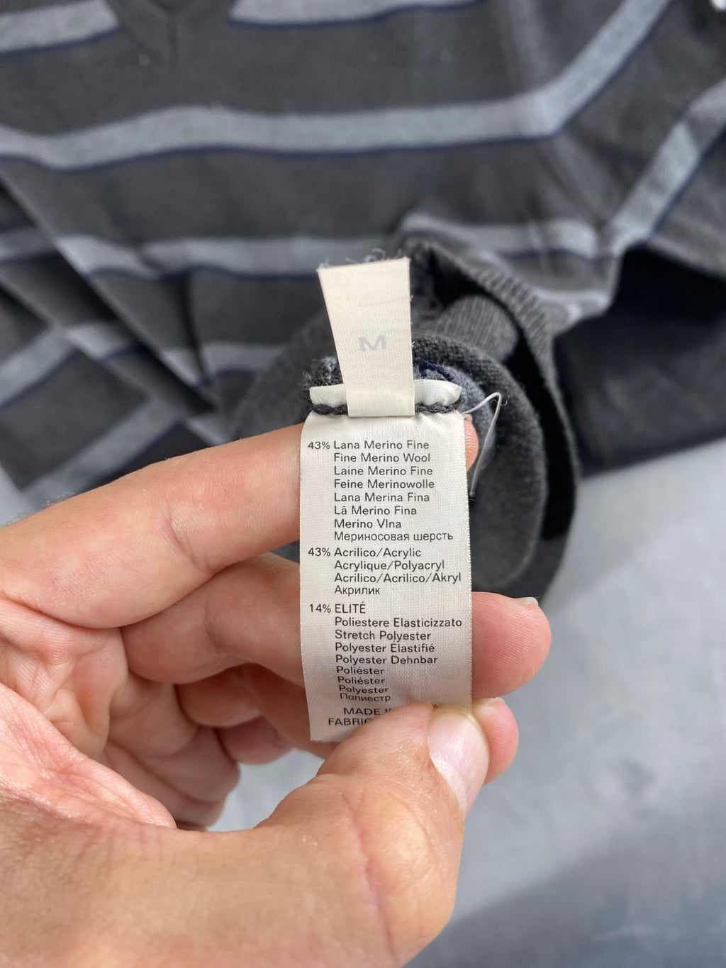 Maglione scollo a V grigio a righe Renmare vintage – Uomo Taglia M