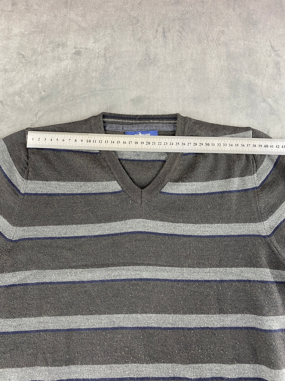 Maglione scollo a V grigio a righe Renmare vintage – Uomo Taglia M