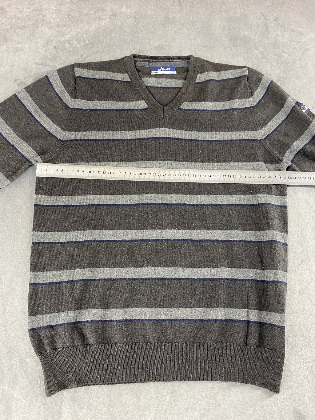 Maglione scollo a V grigio a righe Renmare vintage – Uomo Taglia M