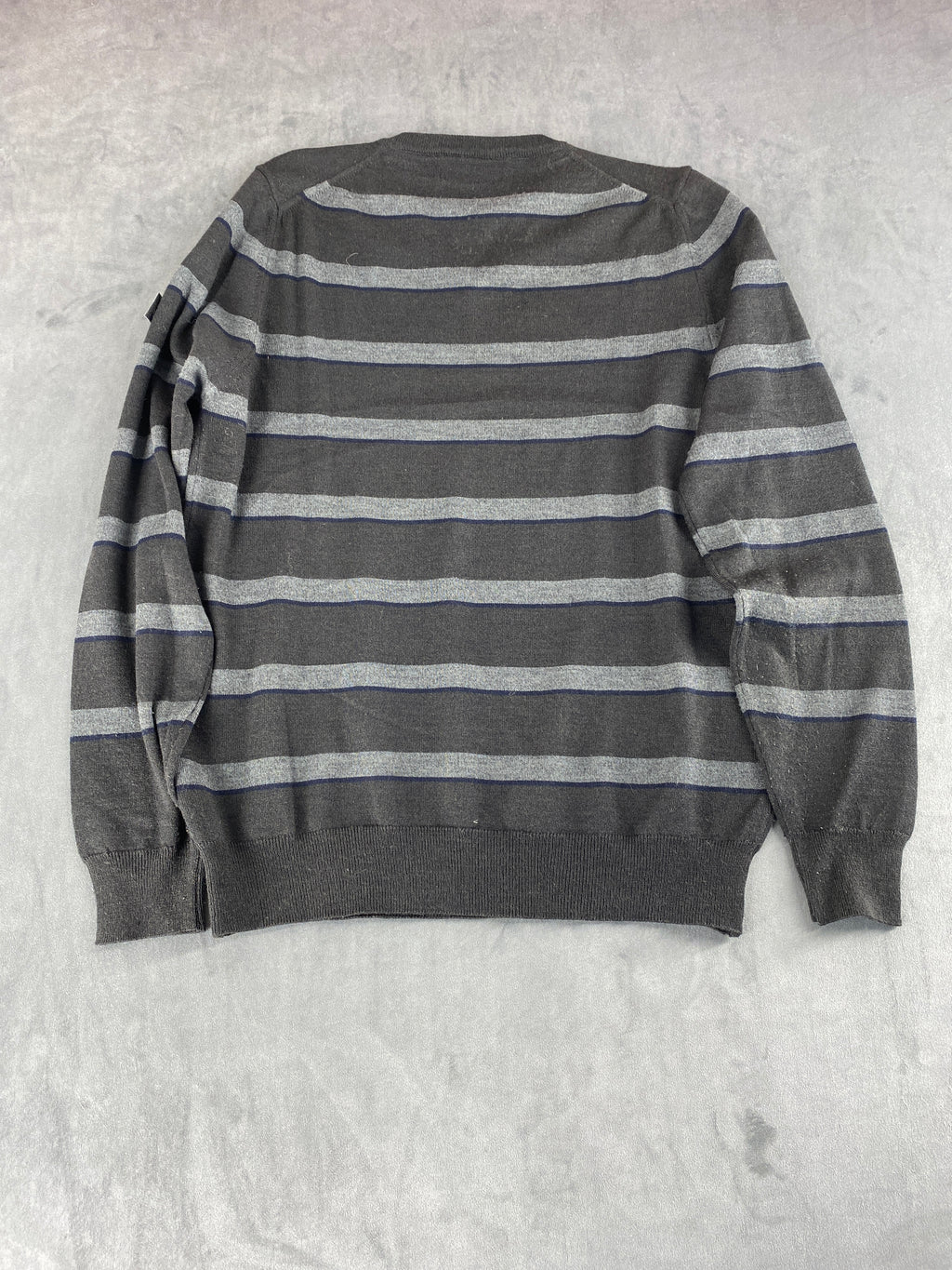 Maglione scollo a V grigio a righe Renmare vintage – Uomo Taglia M