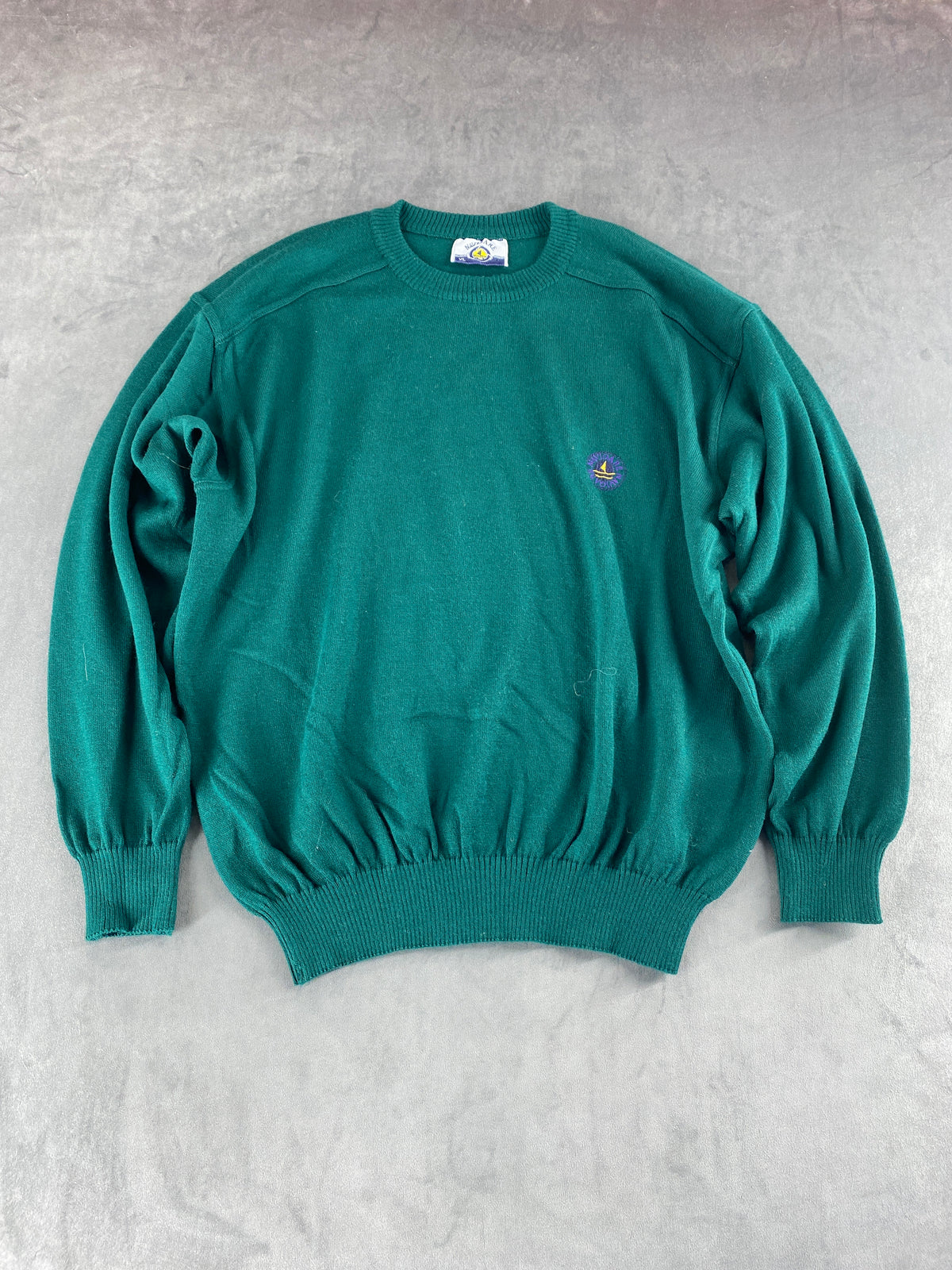 Maglione girocollo in maglia verde Navigare vintage – Uomo Taglia XL