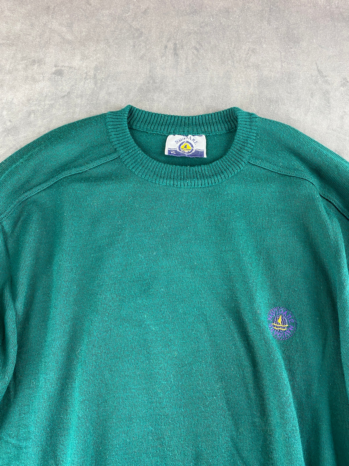 Maglione girocollo in maglia verde Navigare vintage – Uomo Taglia XL