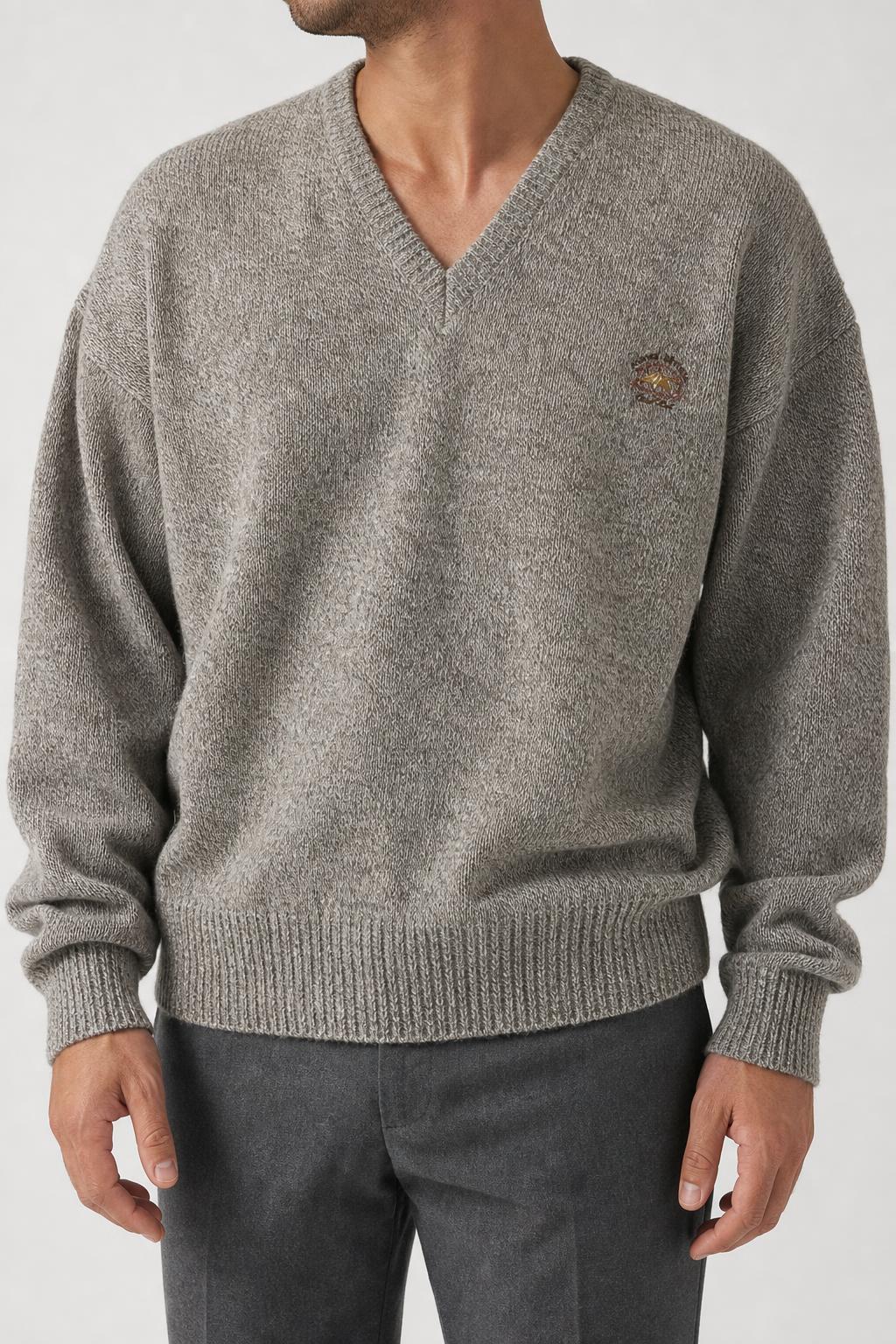 Maglione scollo a V in maglia grigio Style vintage – Uomo Taglia M