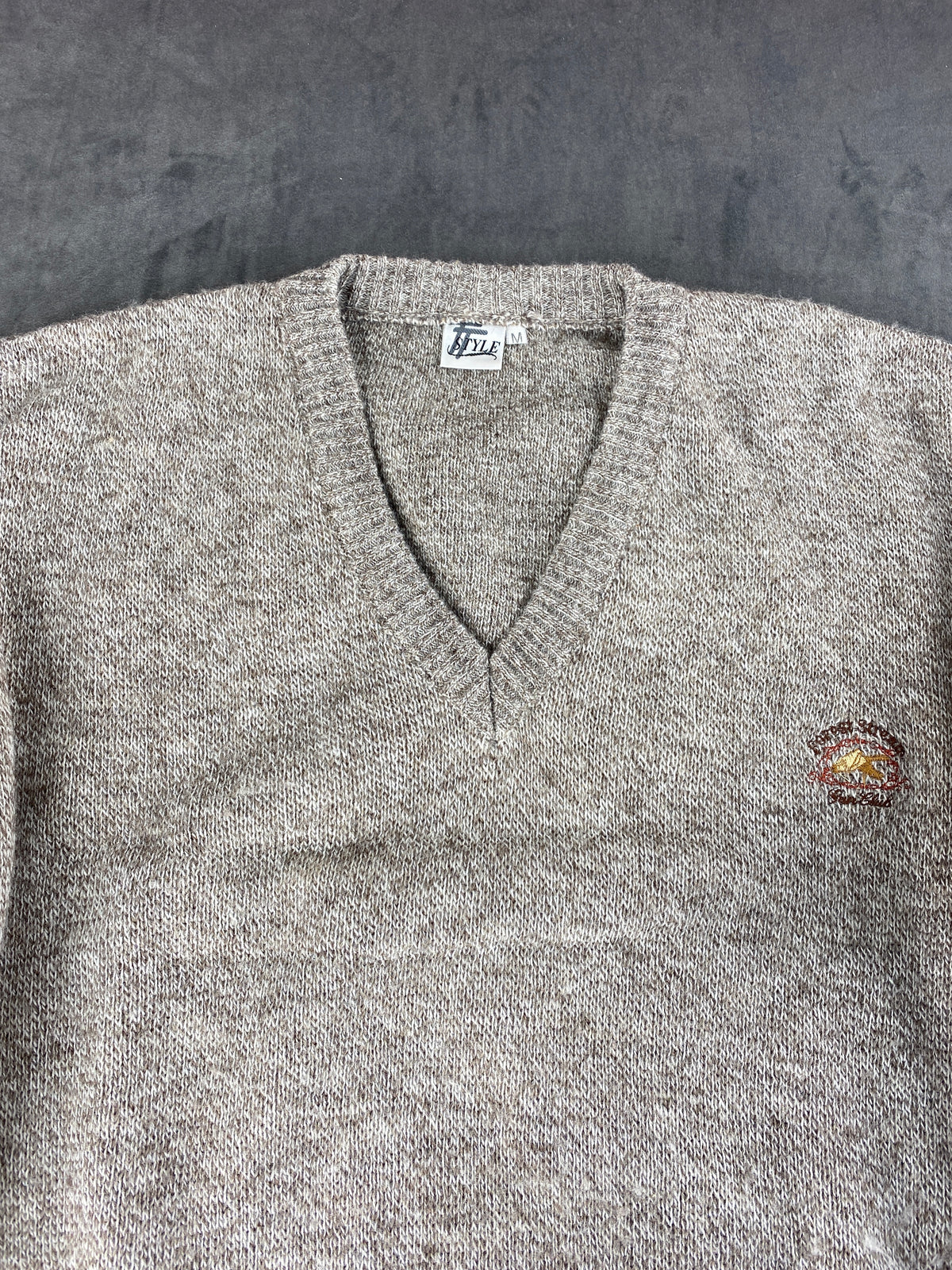 Maglione scollo a V in maglia grigio Style vintage – Uomo Taglia M