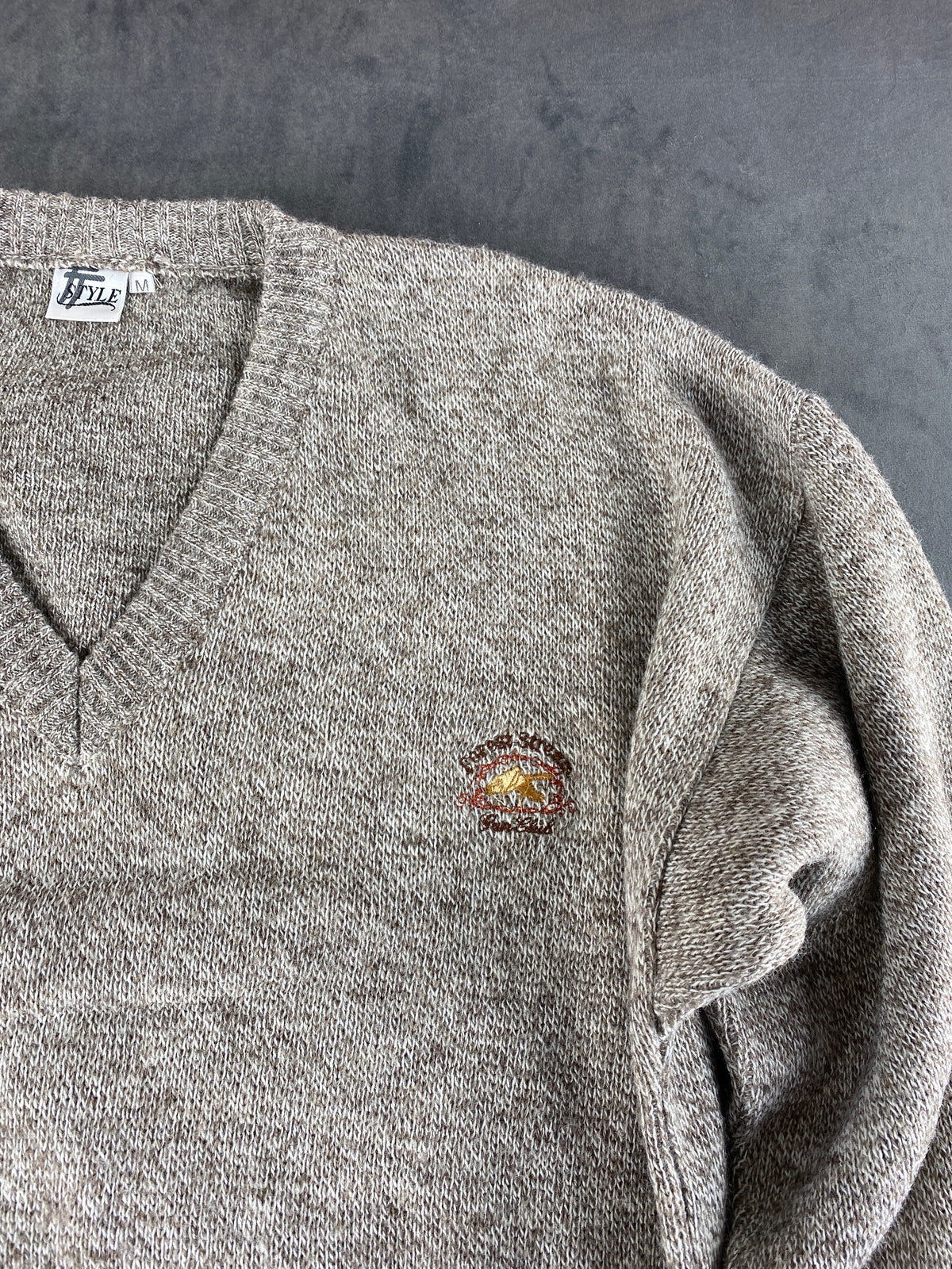Maglione scollo a V in maglia grigio Style vintage – Uomo Taglia M