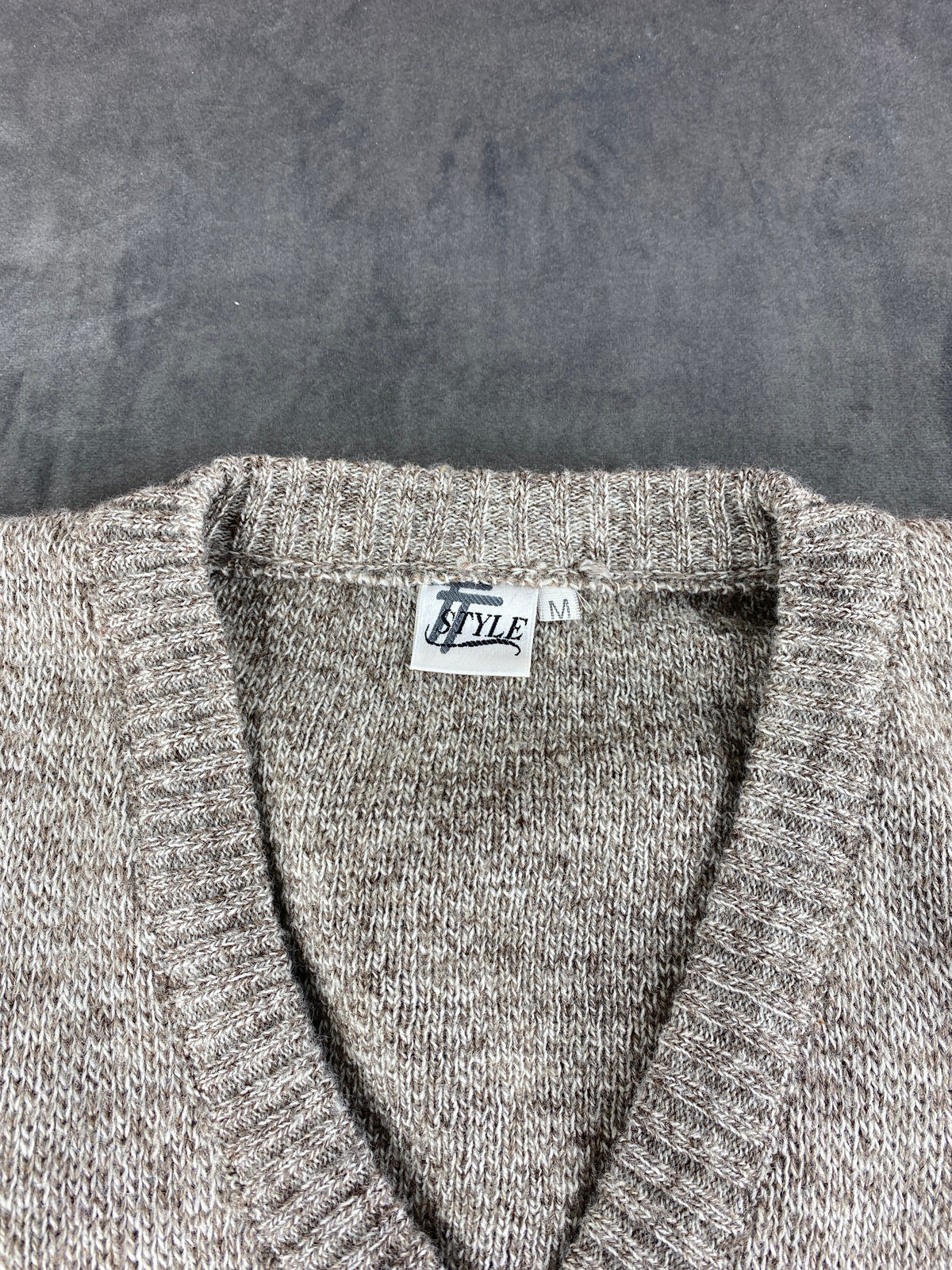 Maglione scollo a V in maglia grigio Style vintage – Uomo Taglia M