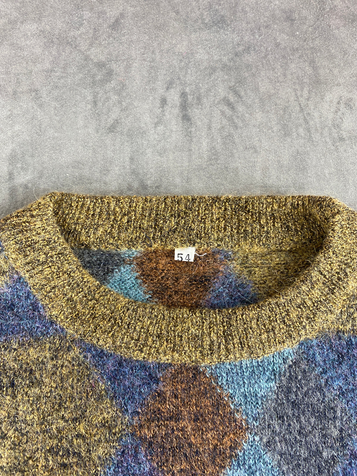 Maglione girocollo a fantasia geometrica multicolore vintage – Uomo Taglia XL (IT 54)