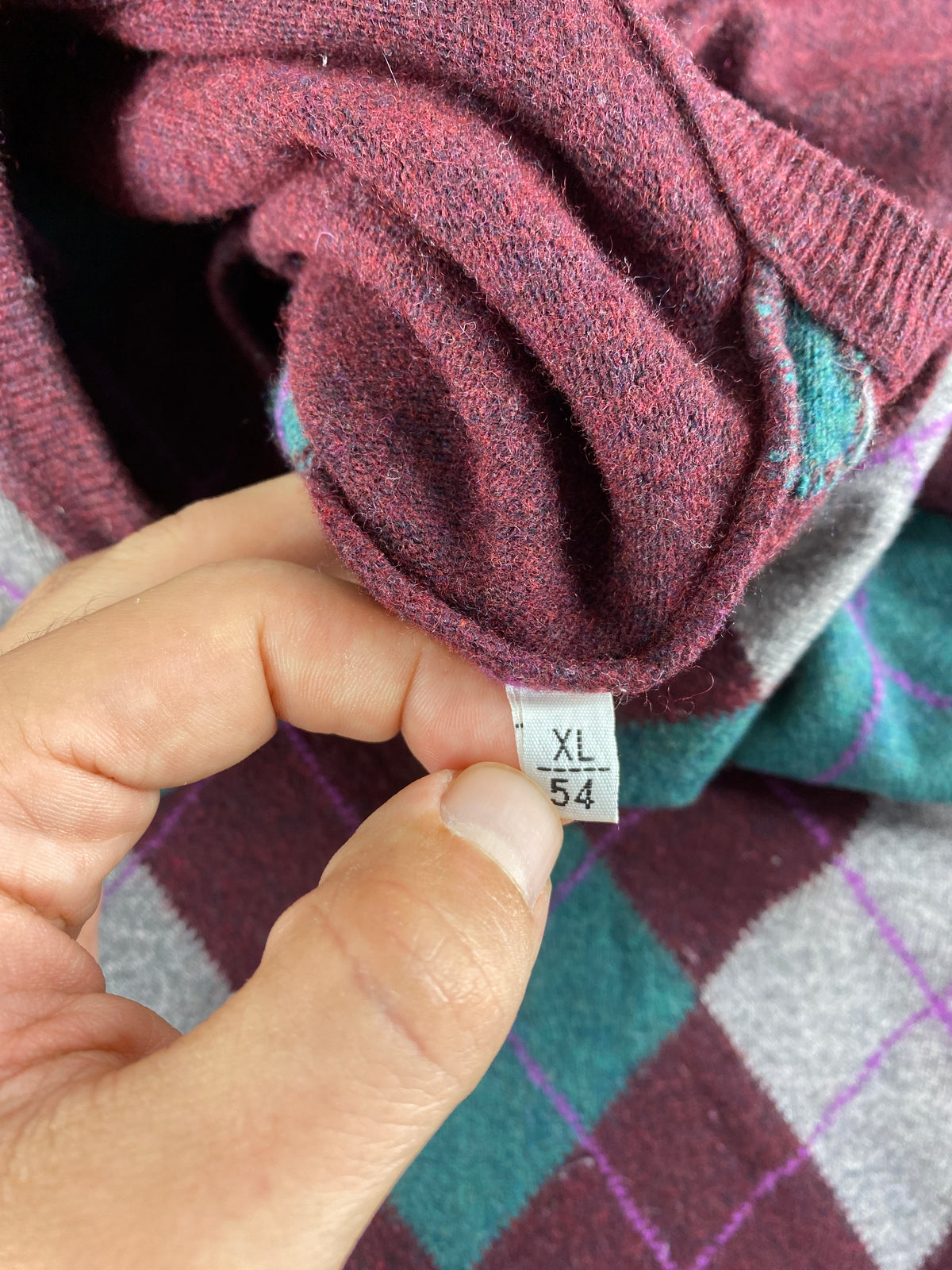 Maglione scollo a V a rombi Renato Balestra vintage – Uomo Taglia XL (IT 54)