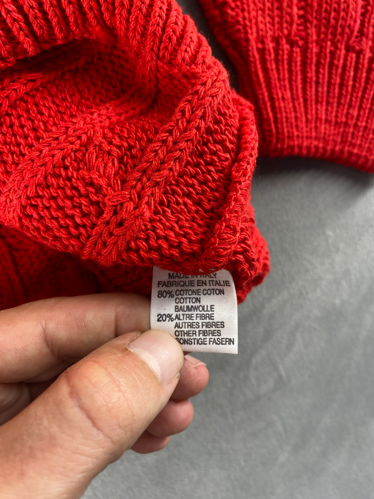 Maglione scollo a V trecce Tom Tomyson rosso vintage – Uomo Taglia XL