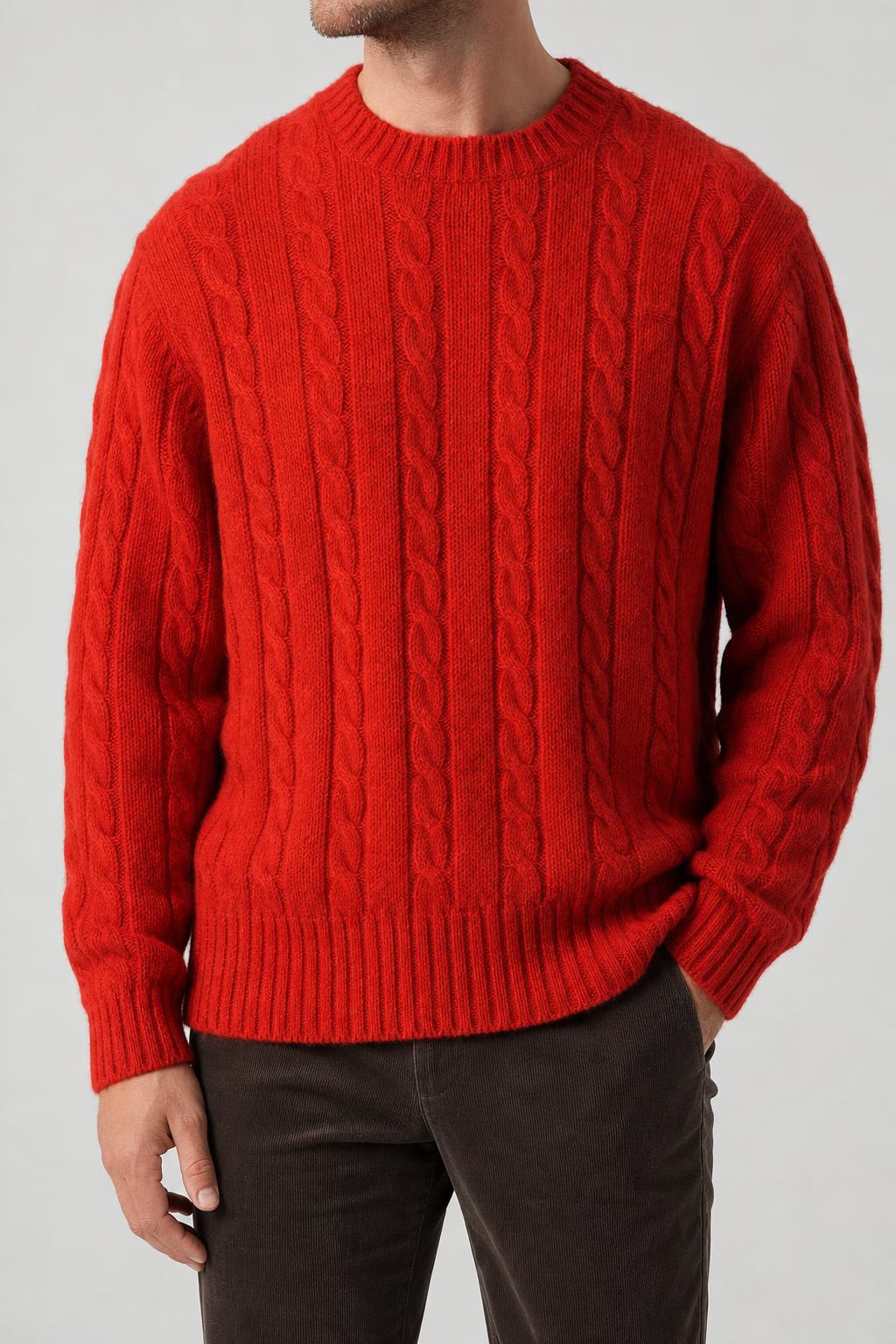 Maglione girocollo trecce lana Levi's rosso vintage – Uomo Taglia XL