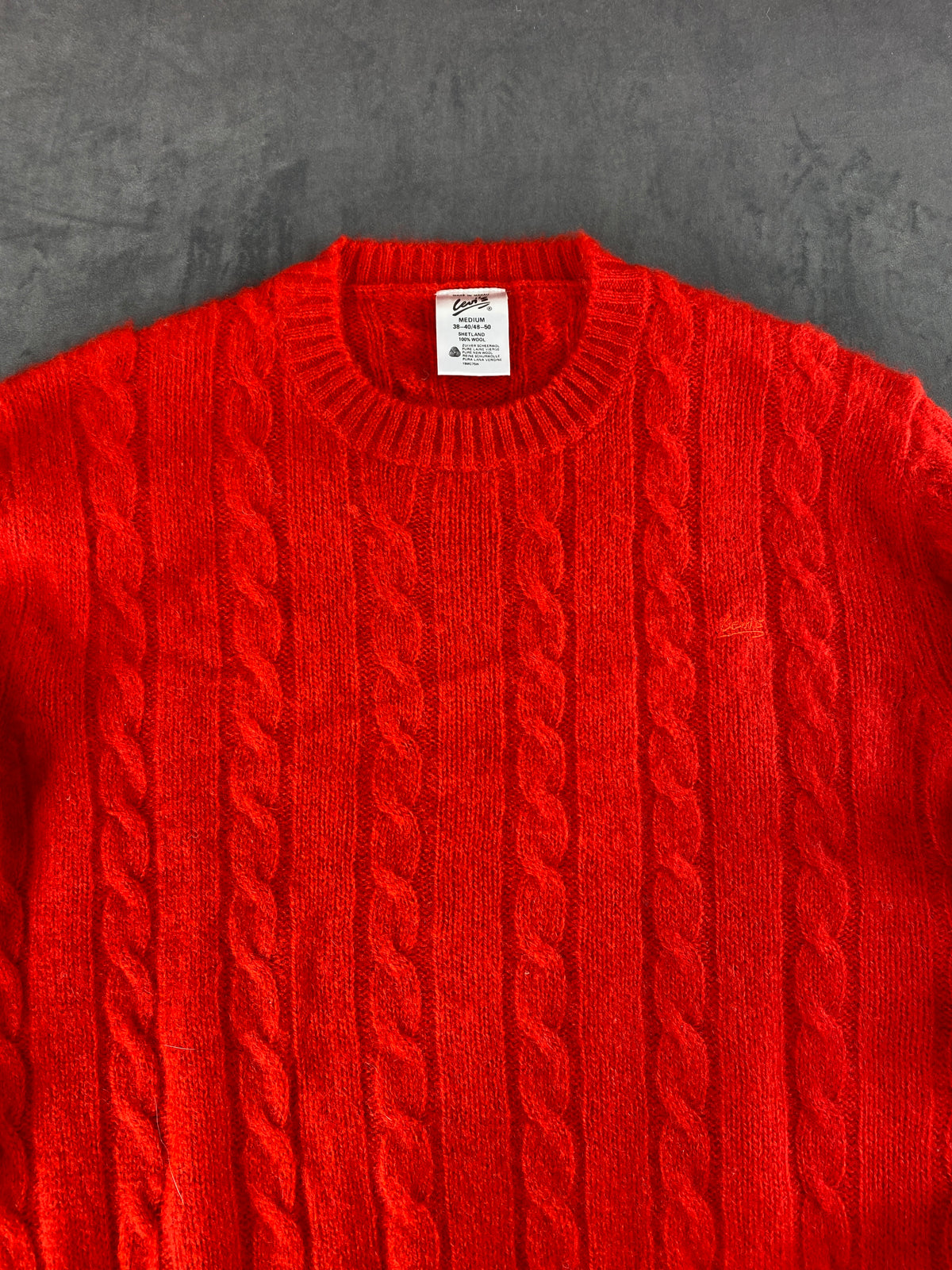 Maglione girocollo trecce lana Levi's rosso vintage – Uomo Taglia XL
