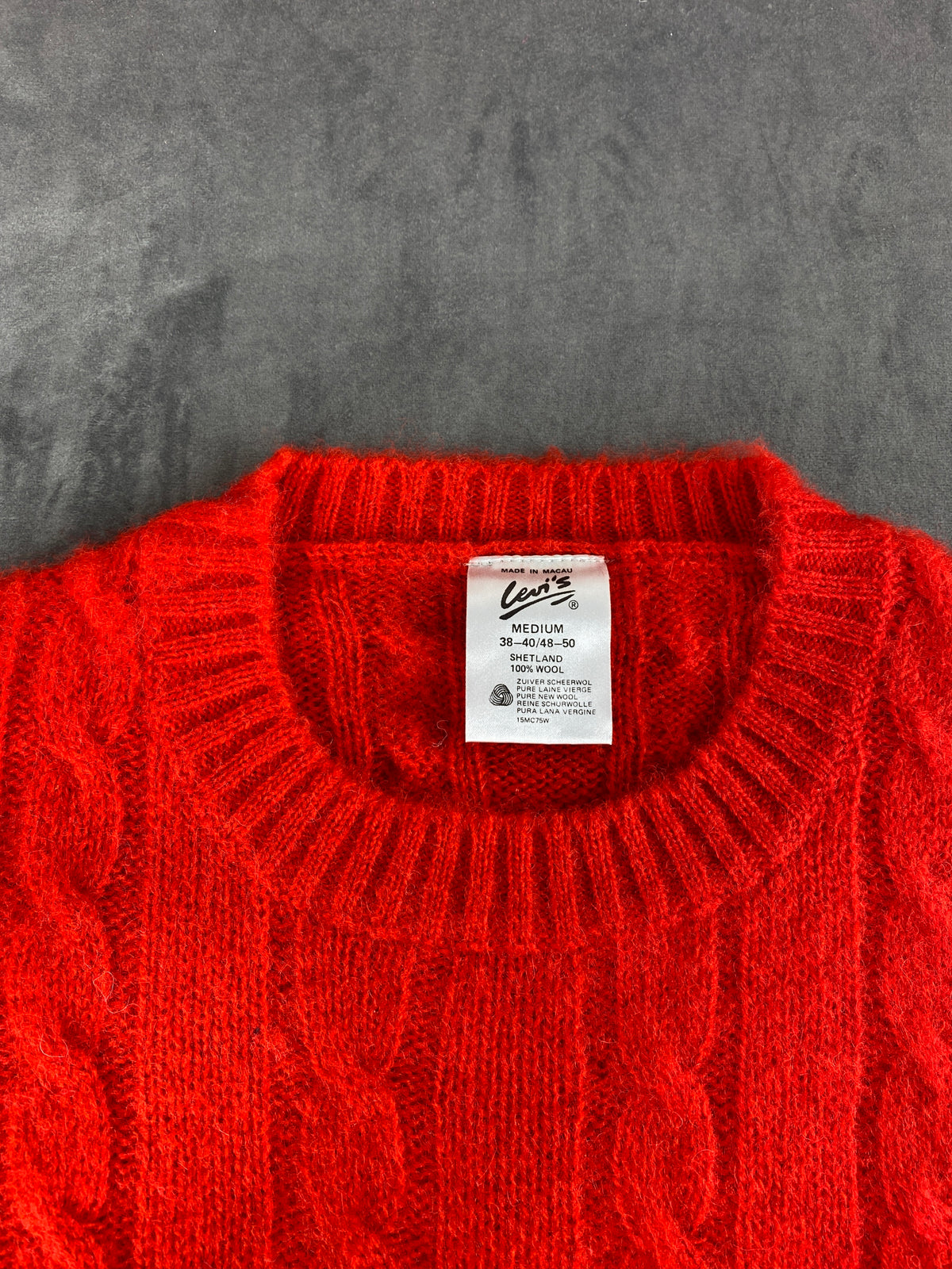 Maglione girocollo trecce lana Levi's rosso vintage – Uomo Taglia XL