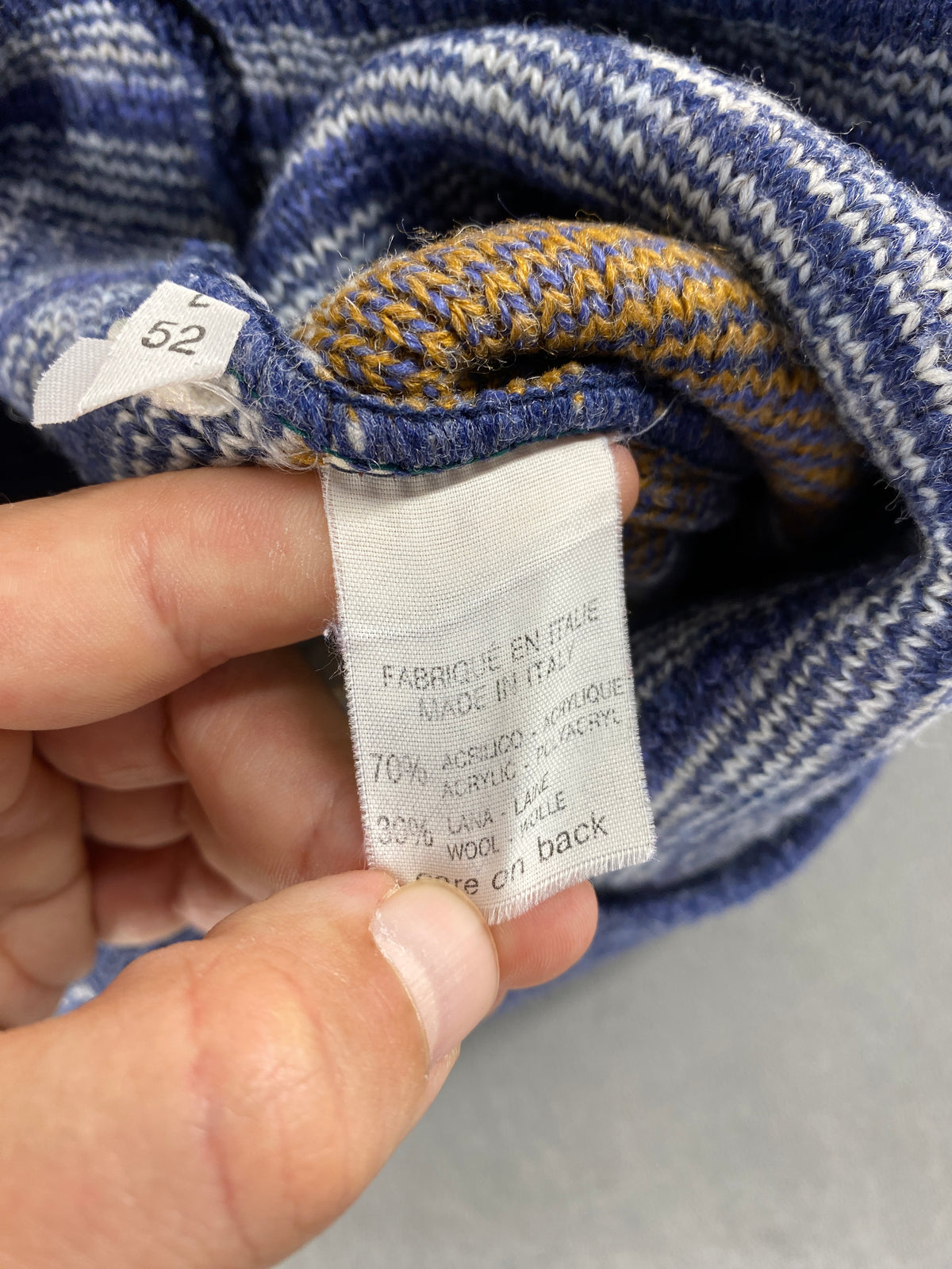 Cardigan fair-isle norvegese lana blu senape vintage – Uomo Taglia L (IT 52)