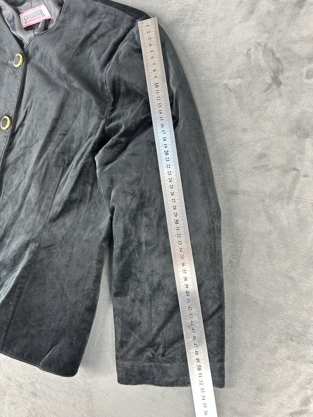 Giacca in camoscio nera bottoni gioiello vintage – Donna Taglia XL (IT 48)