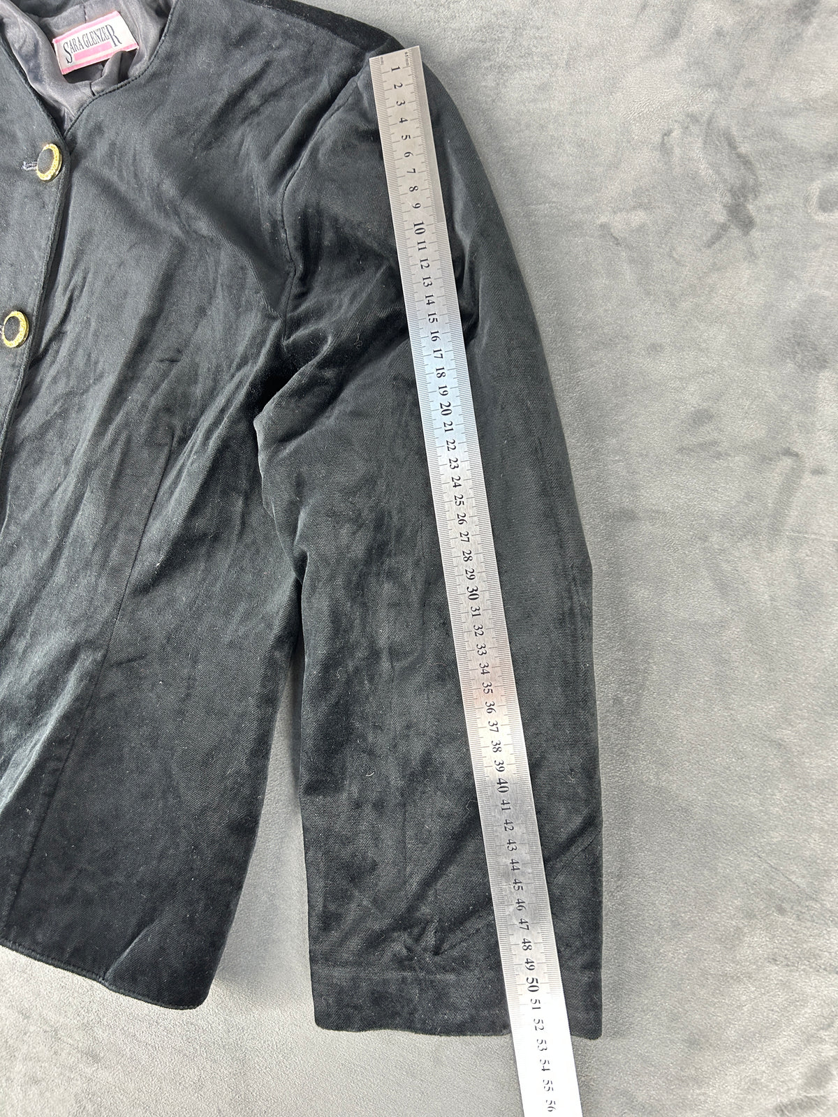 Giacca in camoscio nera bottoni gioiello vintage – Donna Taglia XL (IT 48)