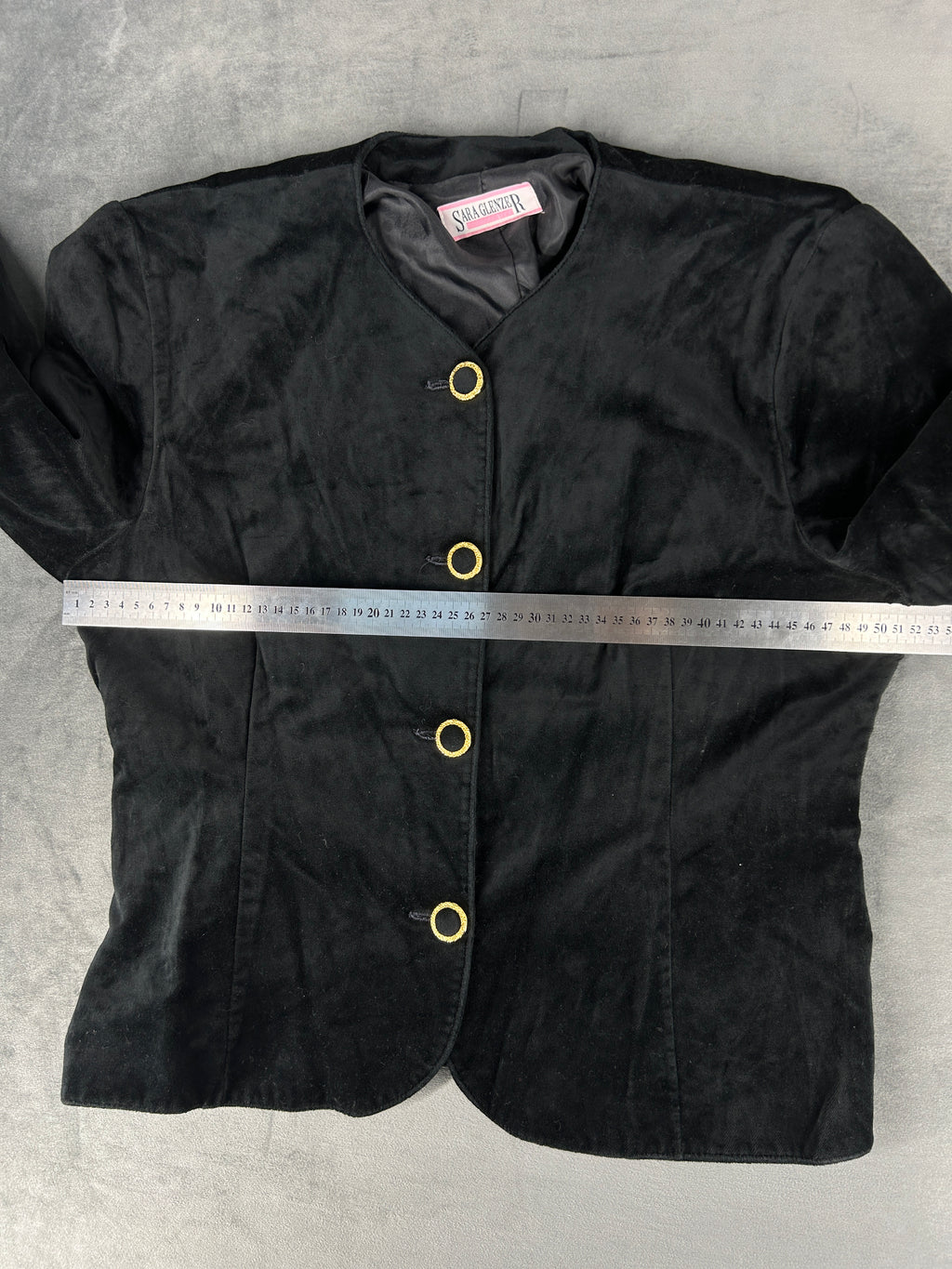 Giacca in camoscio nera bottoni gioiello vintage – Donna Taglia XL (IT 48)