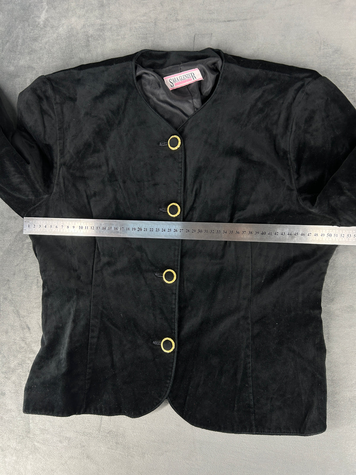 Giacca in camoscio nera bottoni gioiello vintage – Donna Taglia XL (IT 48)