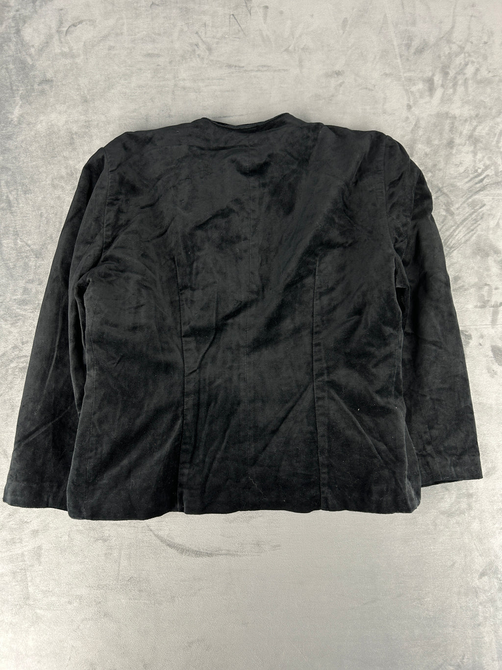 Giacca in camoscio nera bottoni gioiello vintage – Donna Taglia XL (IT 48)