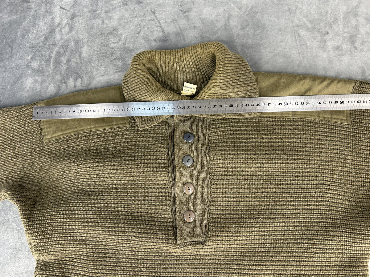 Maglione militare verde in lana vintage – Uomo Taglia M