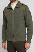 Cardigan militare full-zip verde in lana vintage – Uomo Taglia M