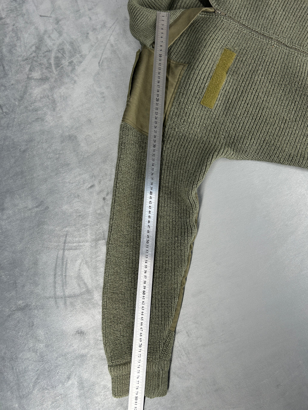 Cardigan militare full-zip verde in lana vintage – Uomo Taglia M