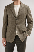 Blazer spinato marrone in lana vintage – Uomo Taglia L