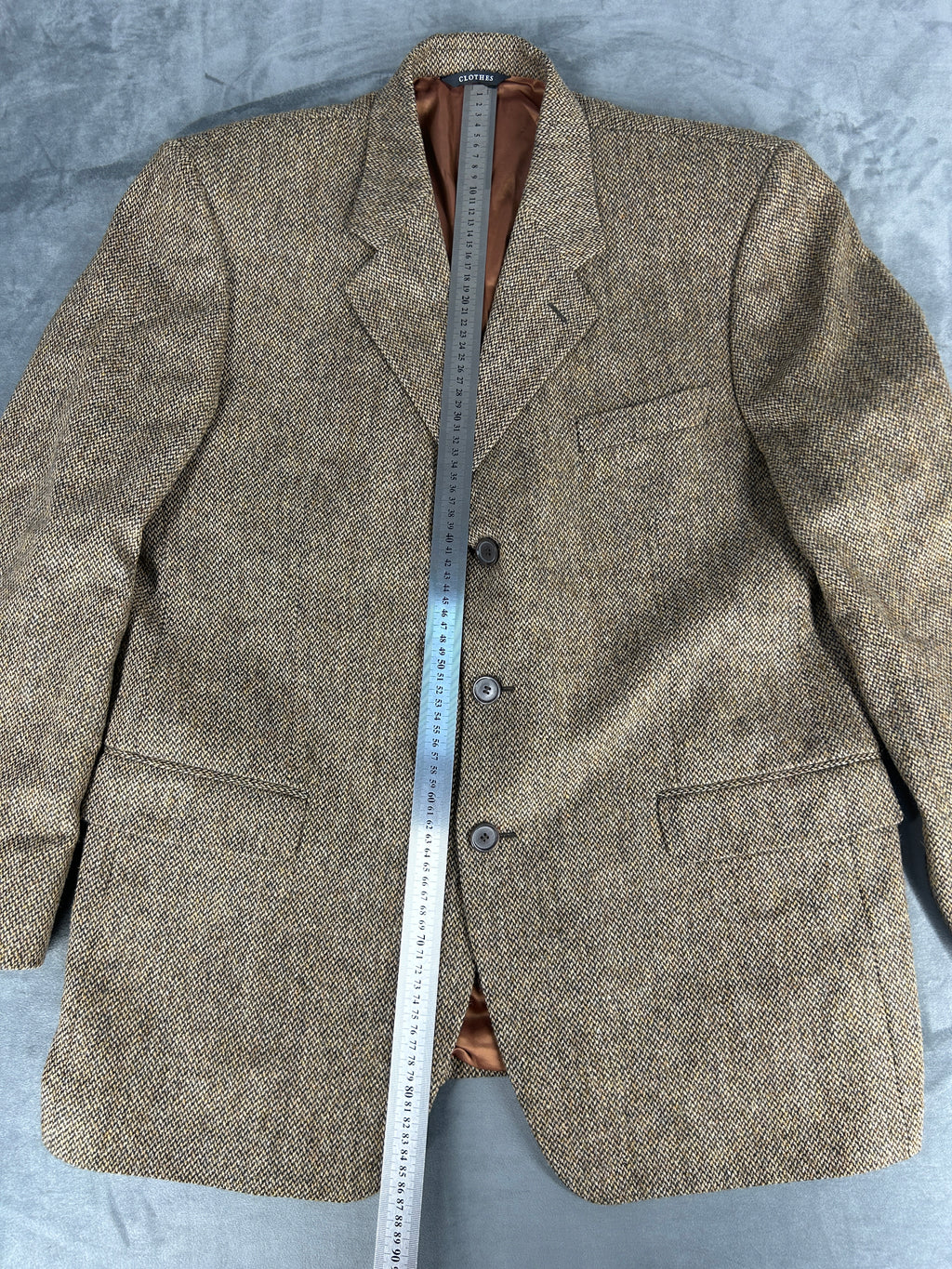 Blazer spinato marrone in lana vintage – Uomo Taglia L
