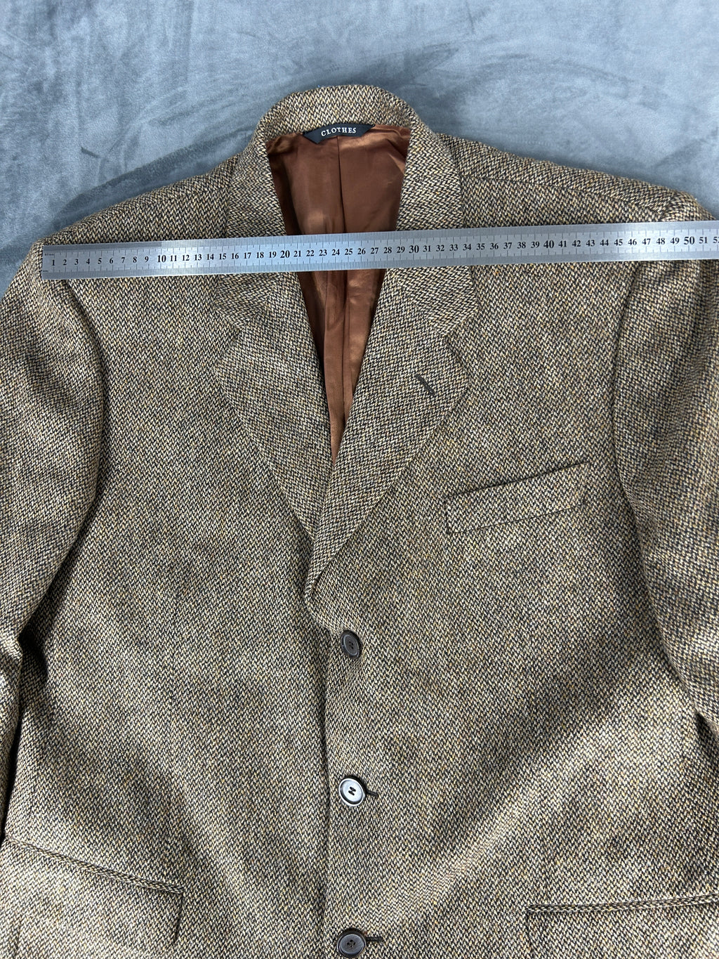 Blazer spinato marrone in lana vintage – Uomo Taglia L