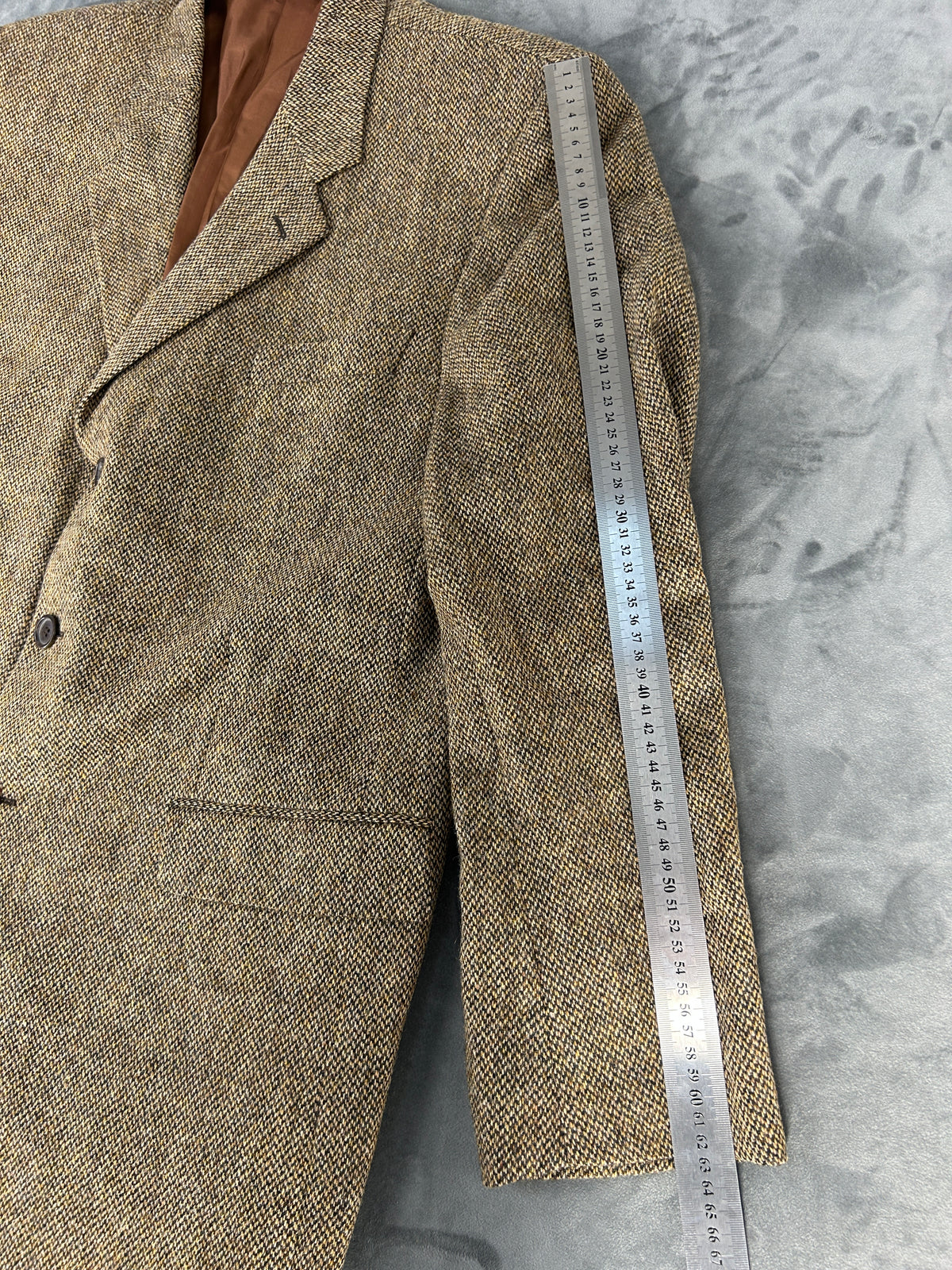Blazer spinato marrone in lana vintage – Uomo Taglia L