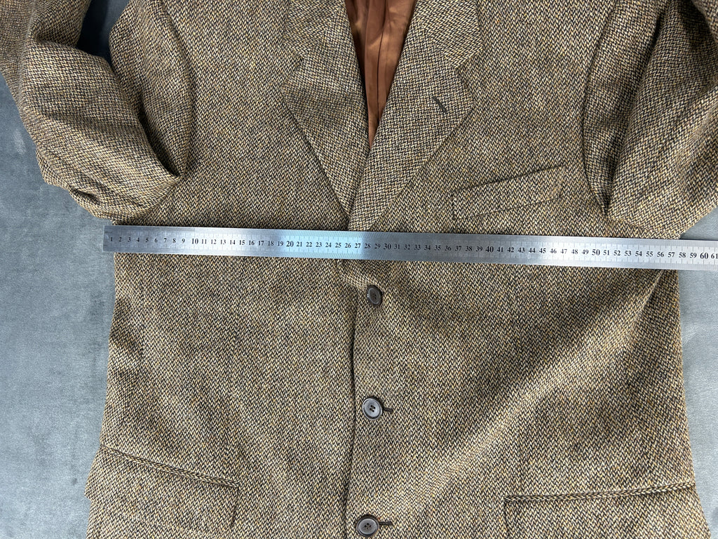 Blazer spinato marrone in lana vintage – Uomo Taglia L