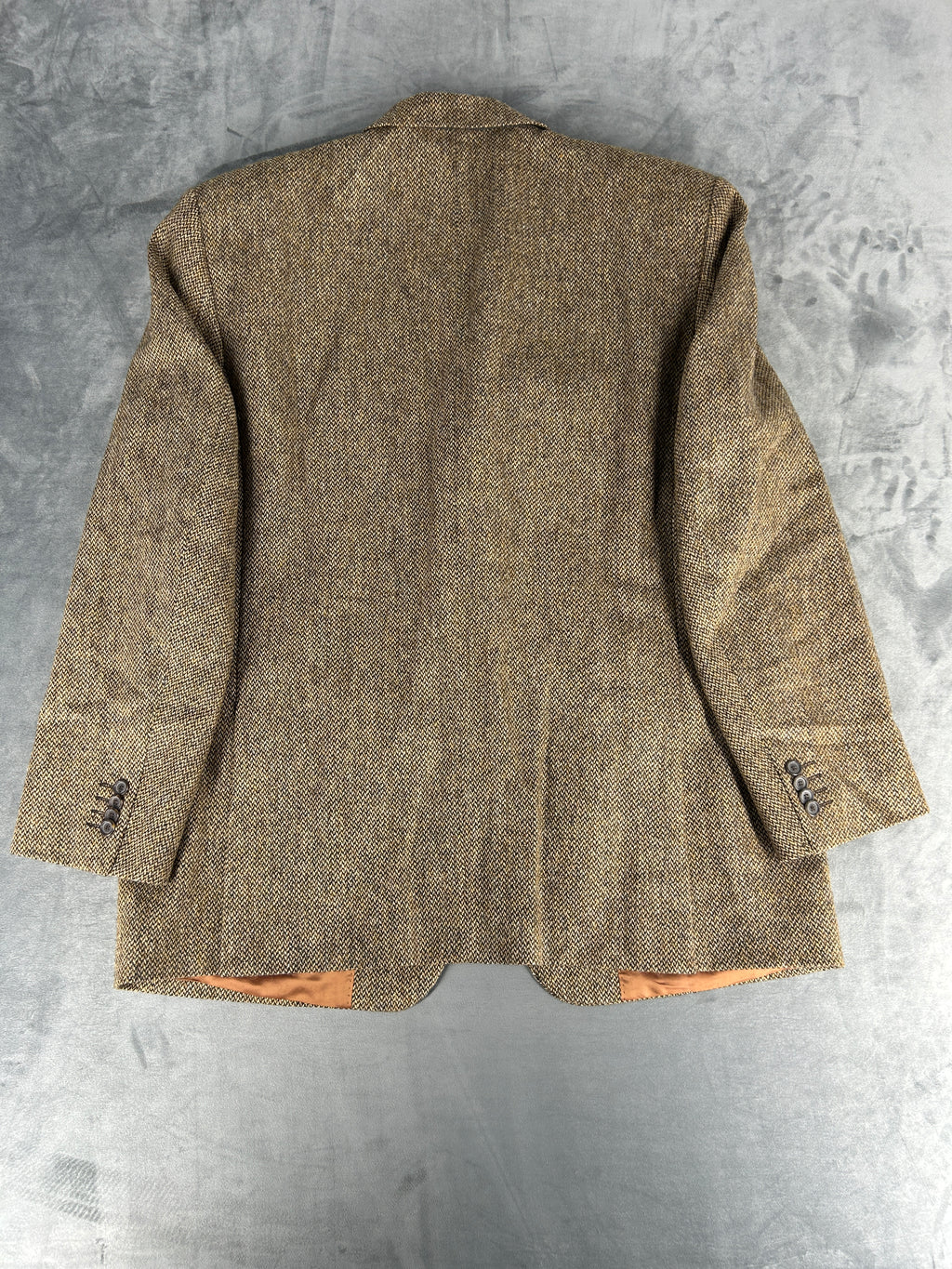 Blazer spinato marrone in lana vintage – Uomo Taglia L