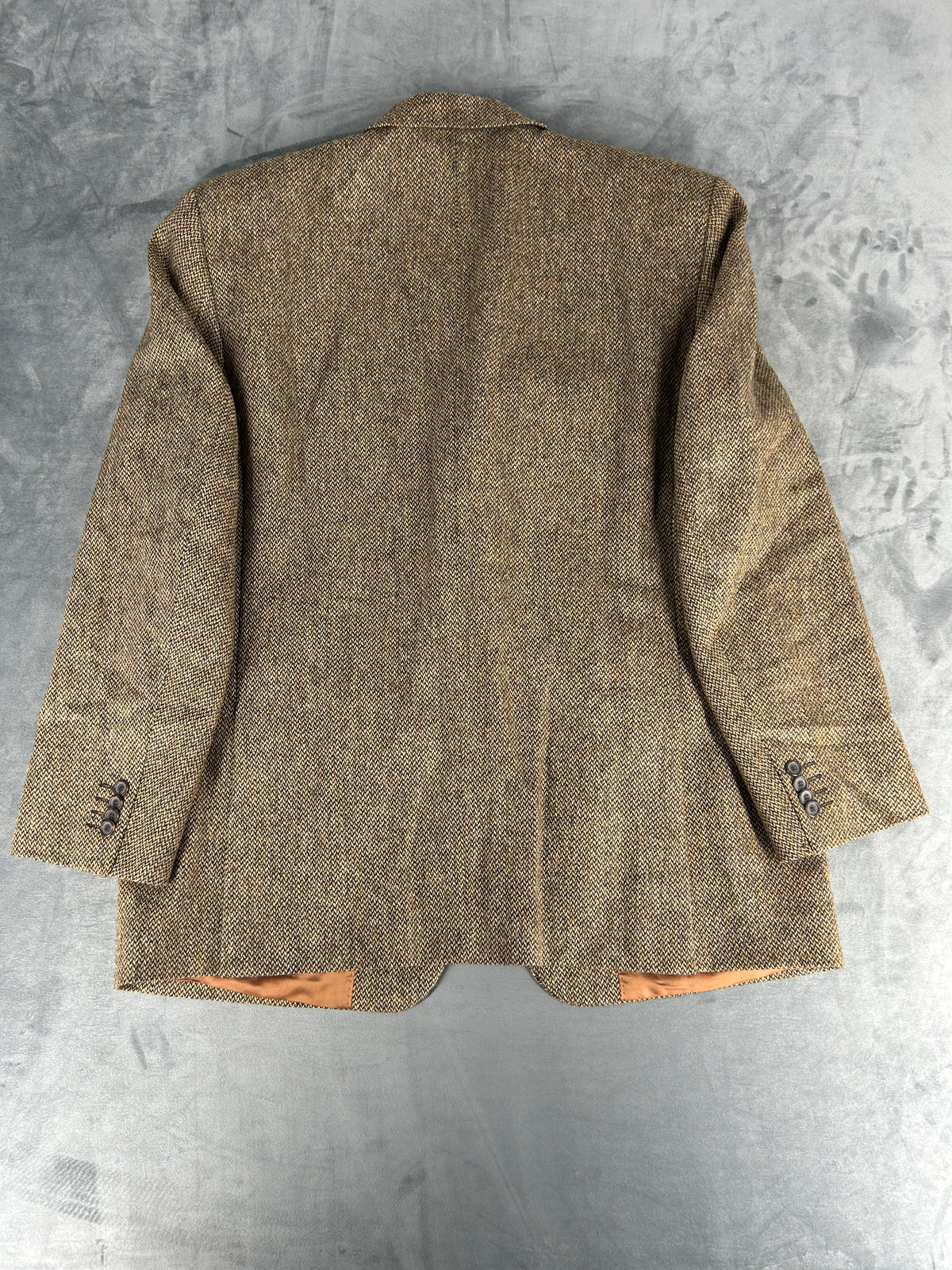 Blazer spinato marrone in lana vintage – Uomo Taglia L