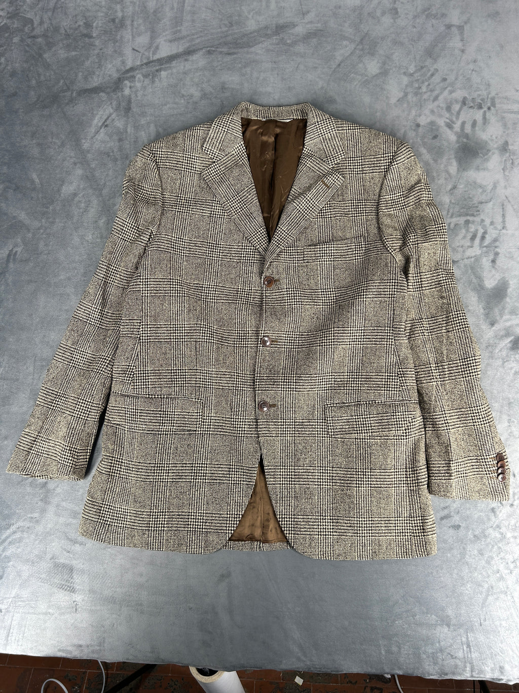 Blazer principe di Galles grigio Boggi in lana vintage – Uomo Taglia L