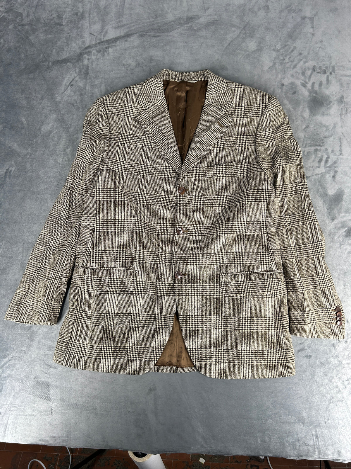 Blazer principe di Galles grigio Boggi in lana vintage – Uomo Taglia L