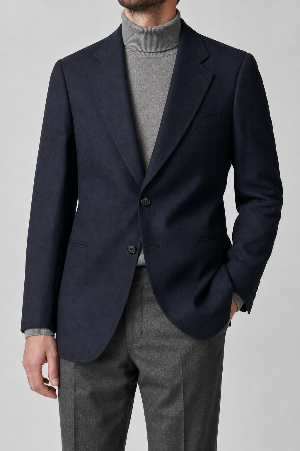 Blazer blu navy in lana vintage – Uomo Taglia L