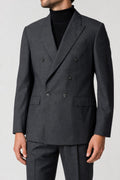 Blazer doppiopetto grigio antracite in lana vintage – Uomo Taglia L