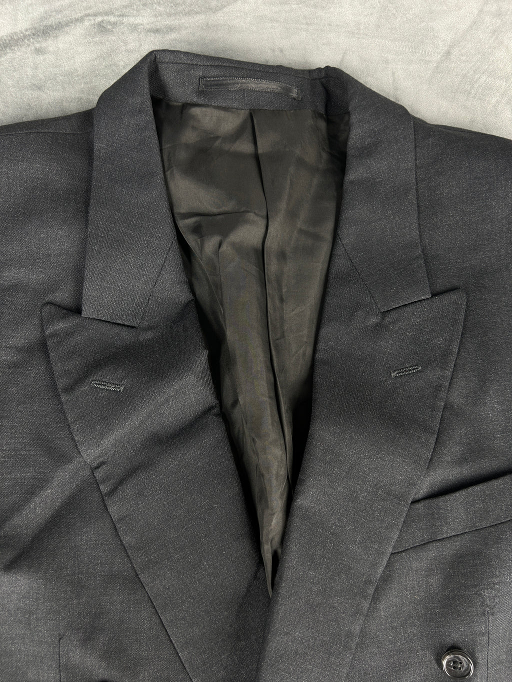 Blazer doppiopetto grigio antracite in lana vintage – Uomo Taglia L