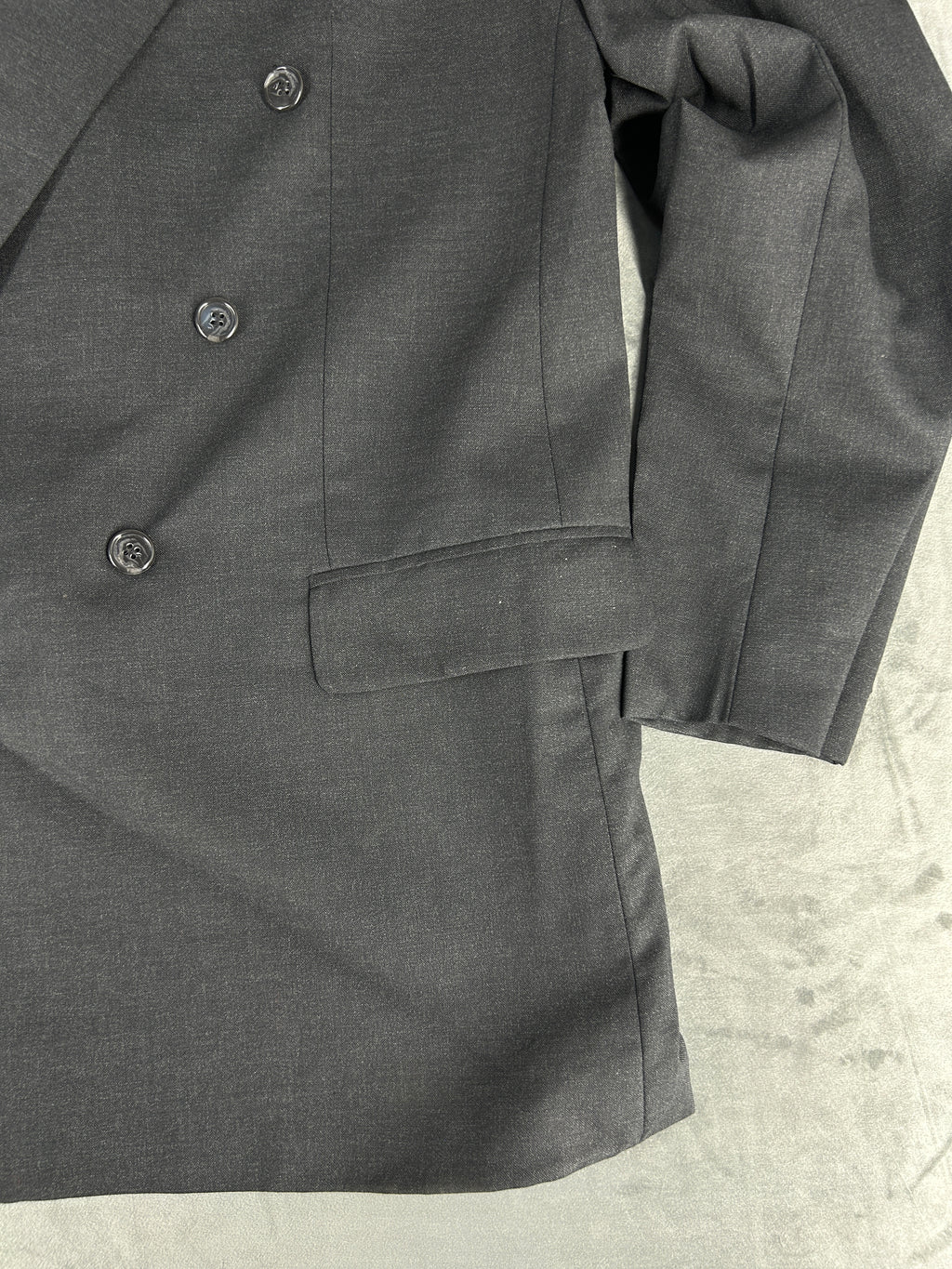 Blazer doppiopetto grigio antracite in lana vintage – Uomo Taglia L