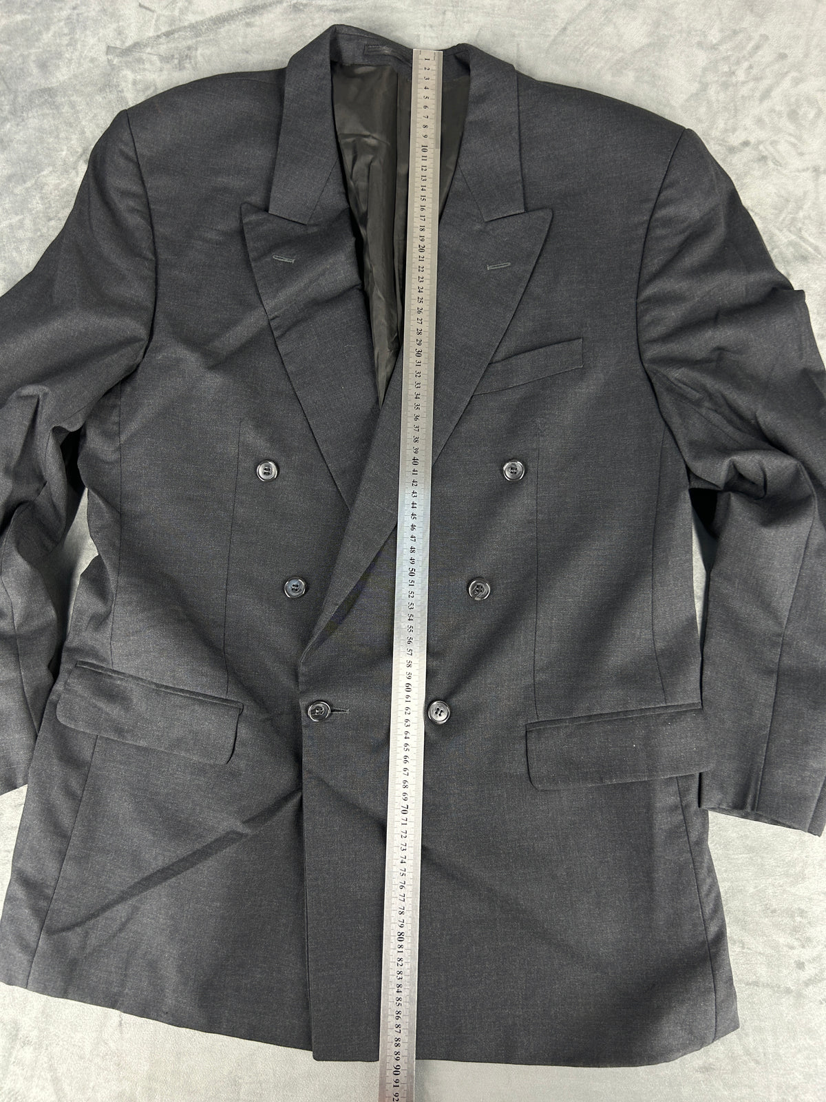 Blazer doppiopetto grigio antracite in lana vintage – Uomo Taglia L