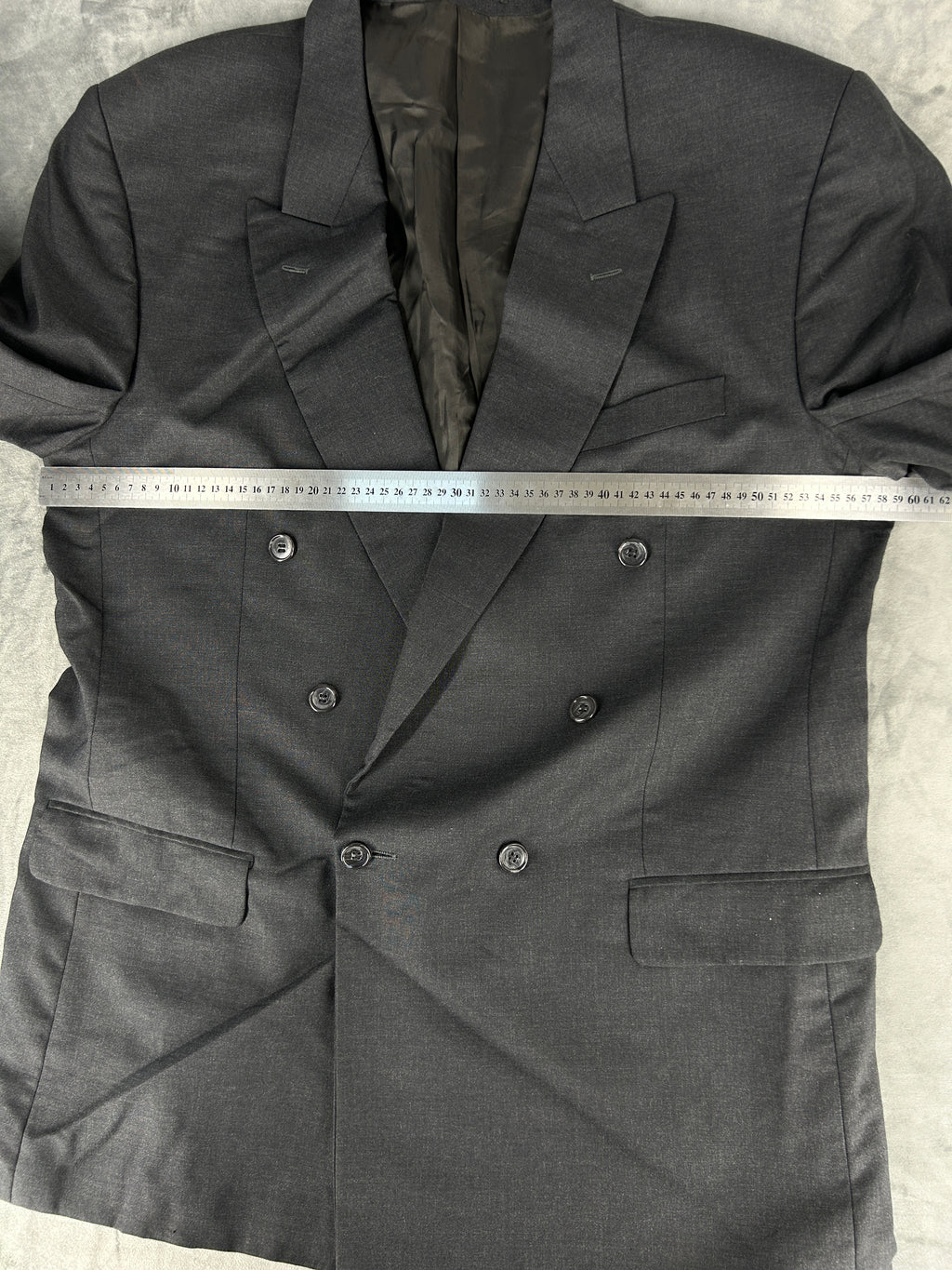 Blazer doppiopetto grigio antracite in lana vintage – Uomo Taglia L
