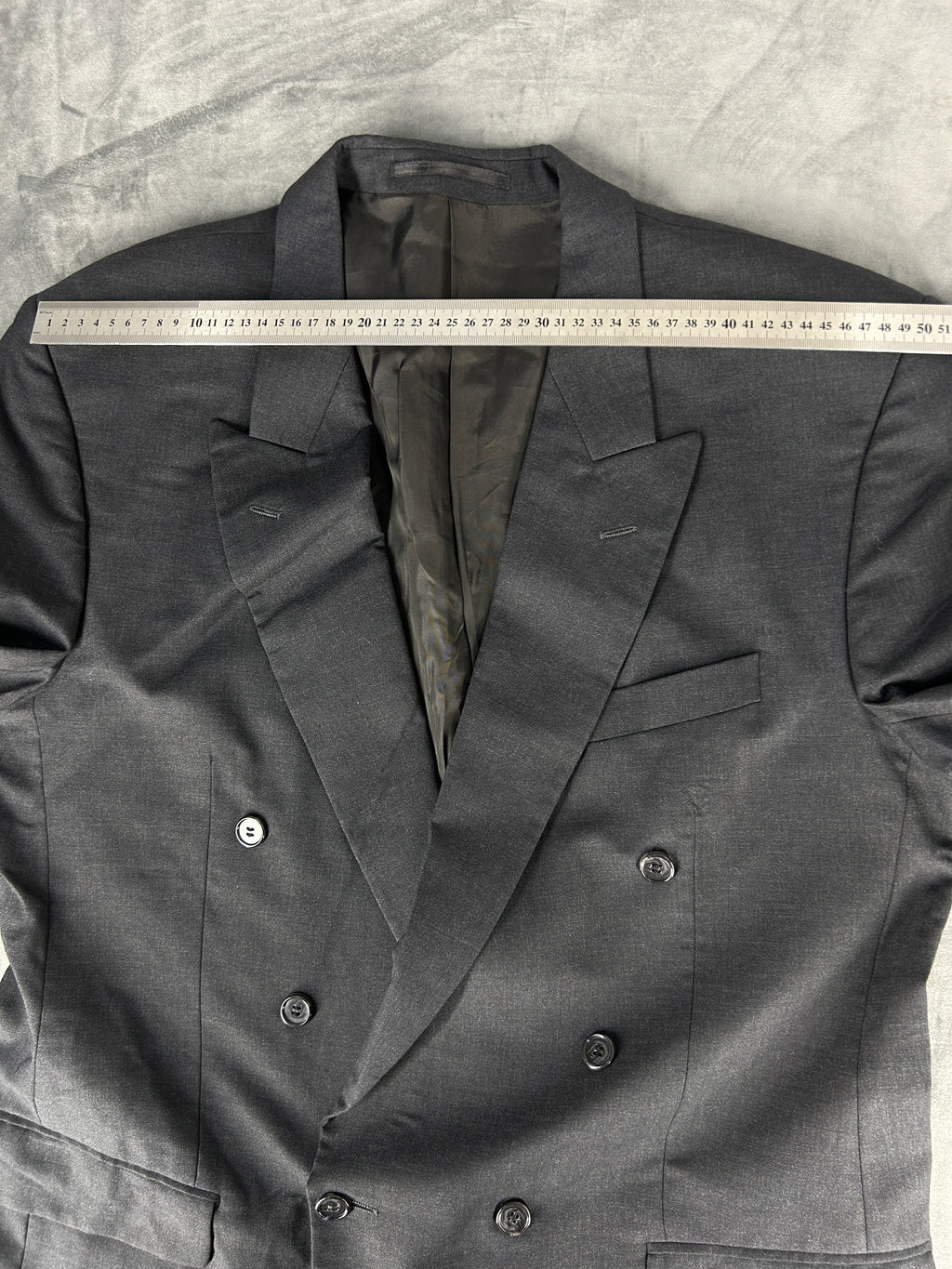 Blazer doppiopetto grigio antracite in lana vintage – Uomo Taglia L