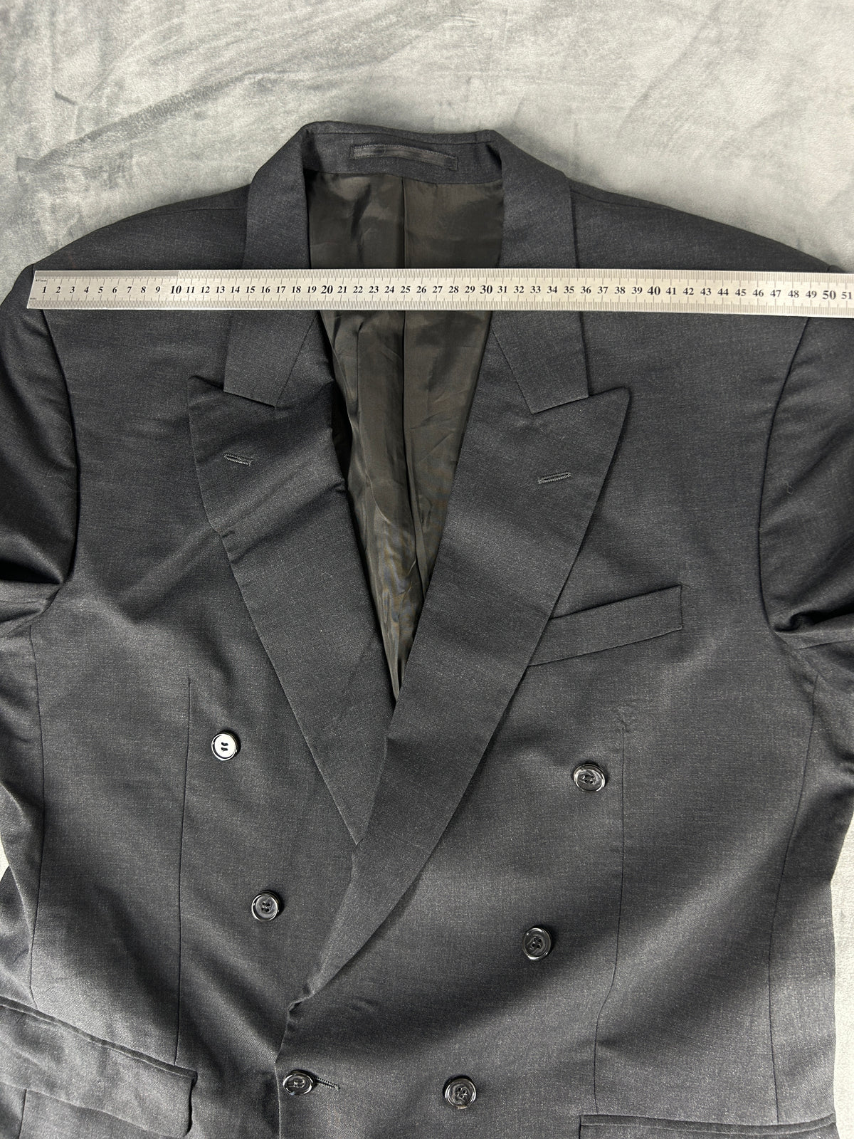 Blazer doppiopetto grigio antracite in lana vintage – Uomo Taglia L