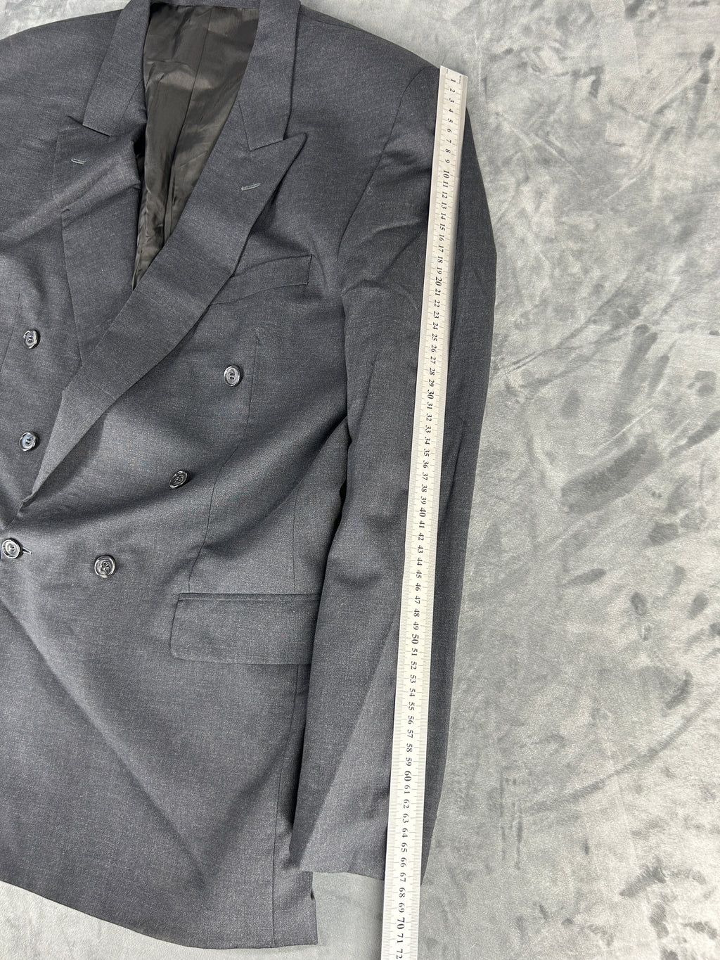Blazer doppiopetto grigio antracite in lana vintage – Uomo Taglia L