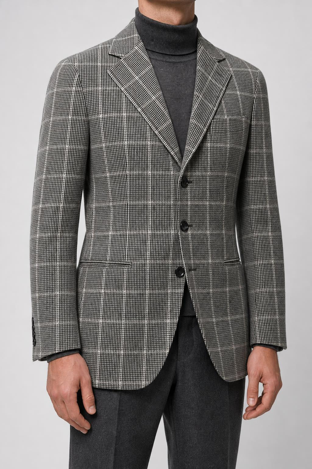 Blazer principe di Galles grigio finestrato in lana vintage – Uomo Taglia L