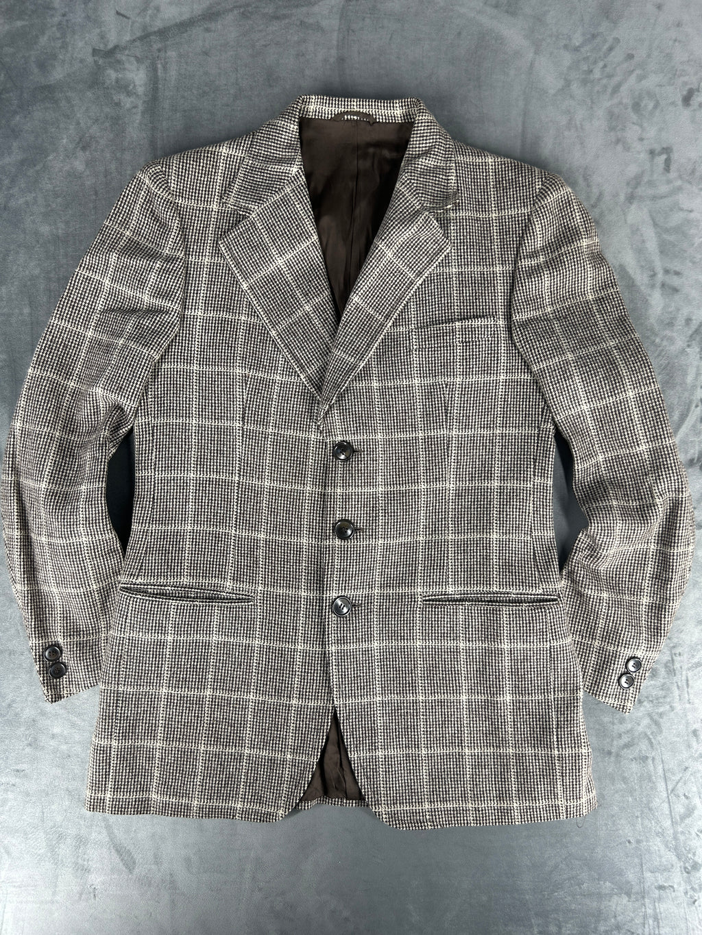 Blazer principe di Galles grigio finestrato in lana vintage – Uomo Taglia L