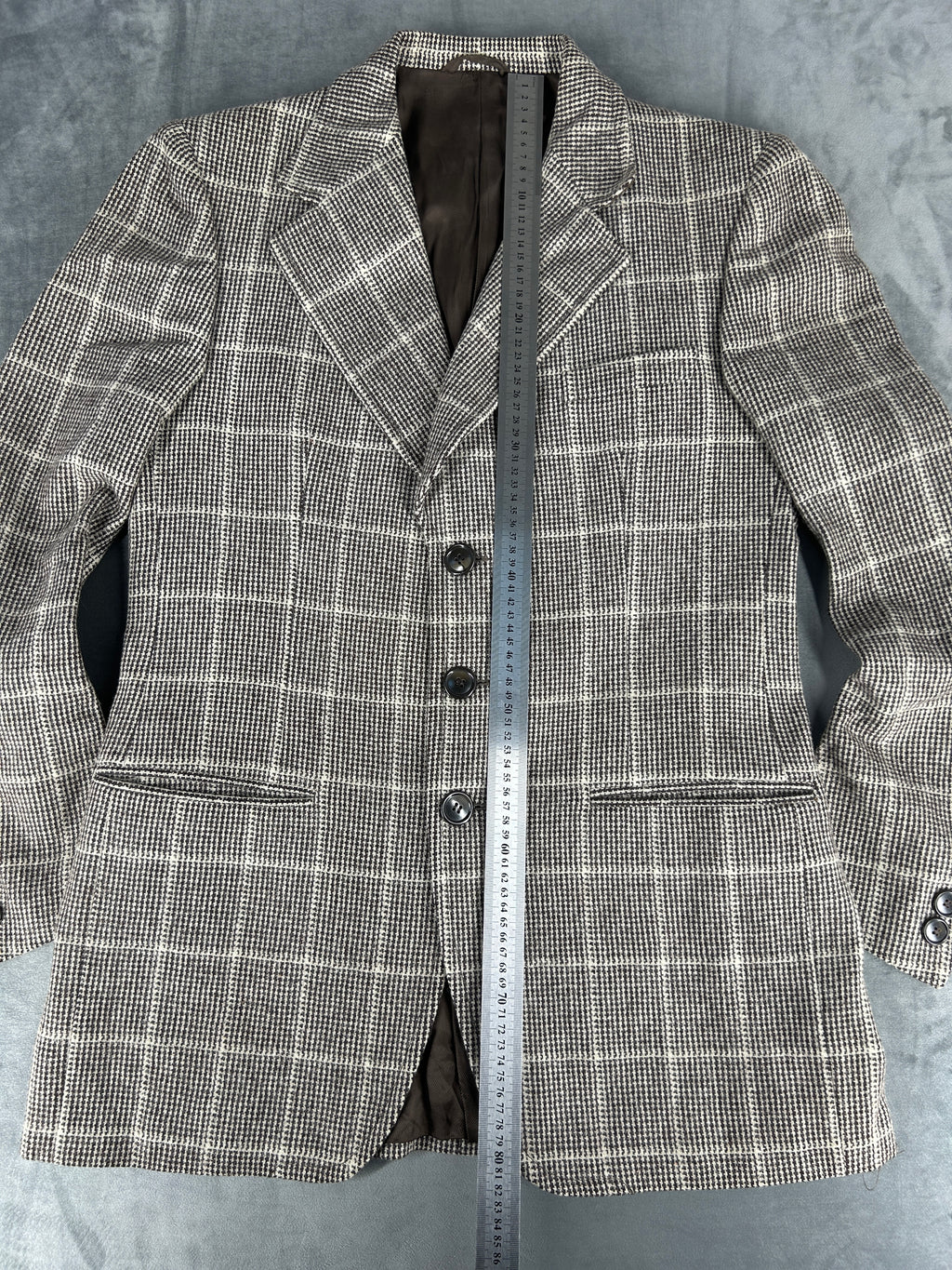 Blazer principe di Galles grigio finestrato in lana vintage – Uomo Taglia L