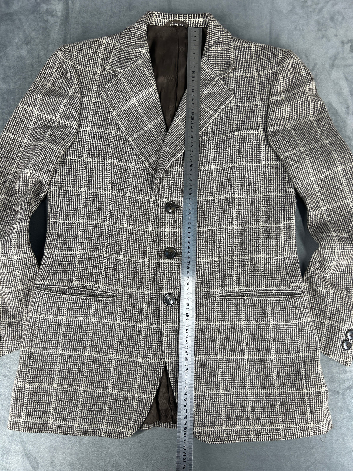 Blazer principe di Galles grigio finestrato in lana vintage – Uomo Taglia L