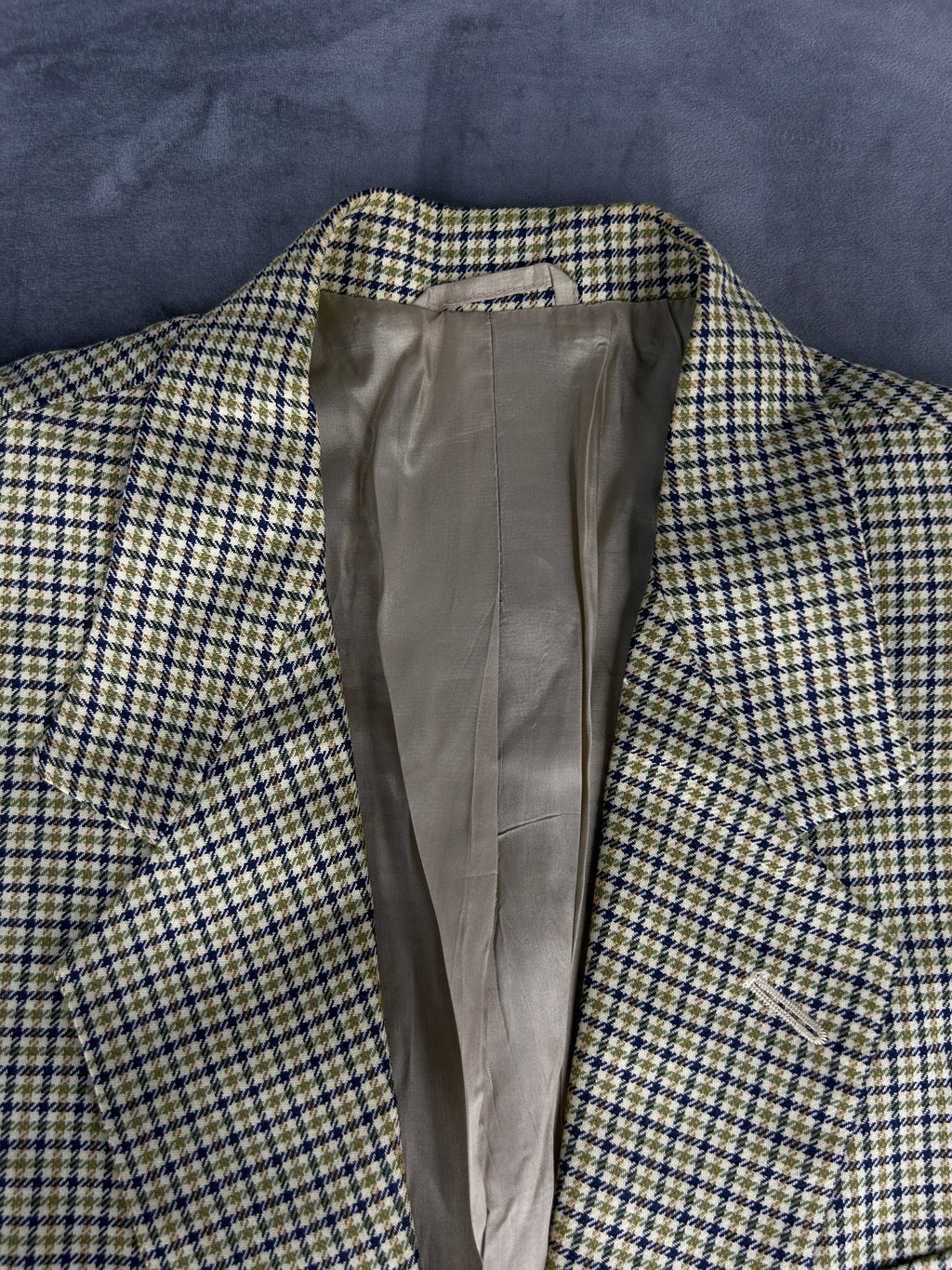 Blazer micro-check verde in lana vintage – Uomo Taglia L